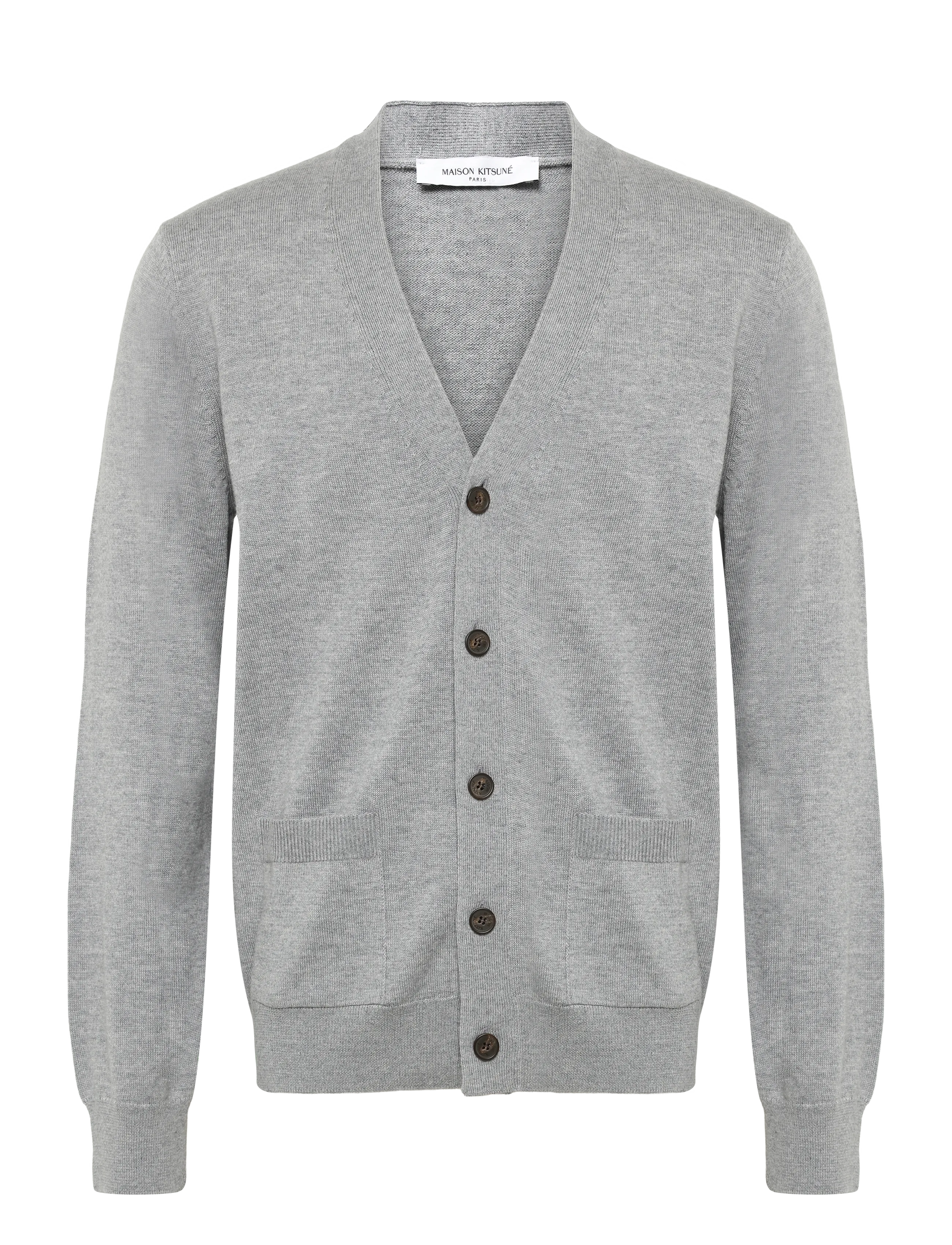 Maison Kitsune FRENCH PROFILE FOX PATCH REGULAR CARDIGAN - Stickat - LIGHT GREY MELANGE / grey