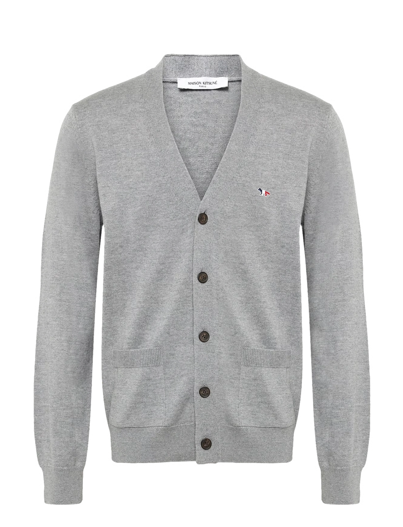 Maison Kitsune FRENCH PROFILE FOX PATCH REGULAR CARDIGAN - Kudumid - LIGHT GREY MELANGE / grey