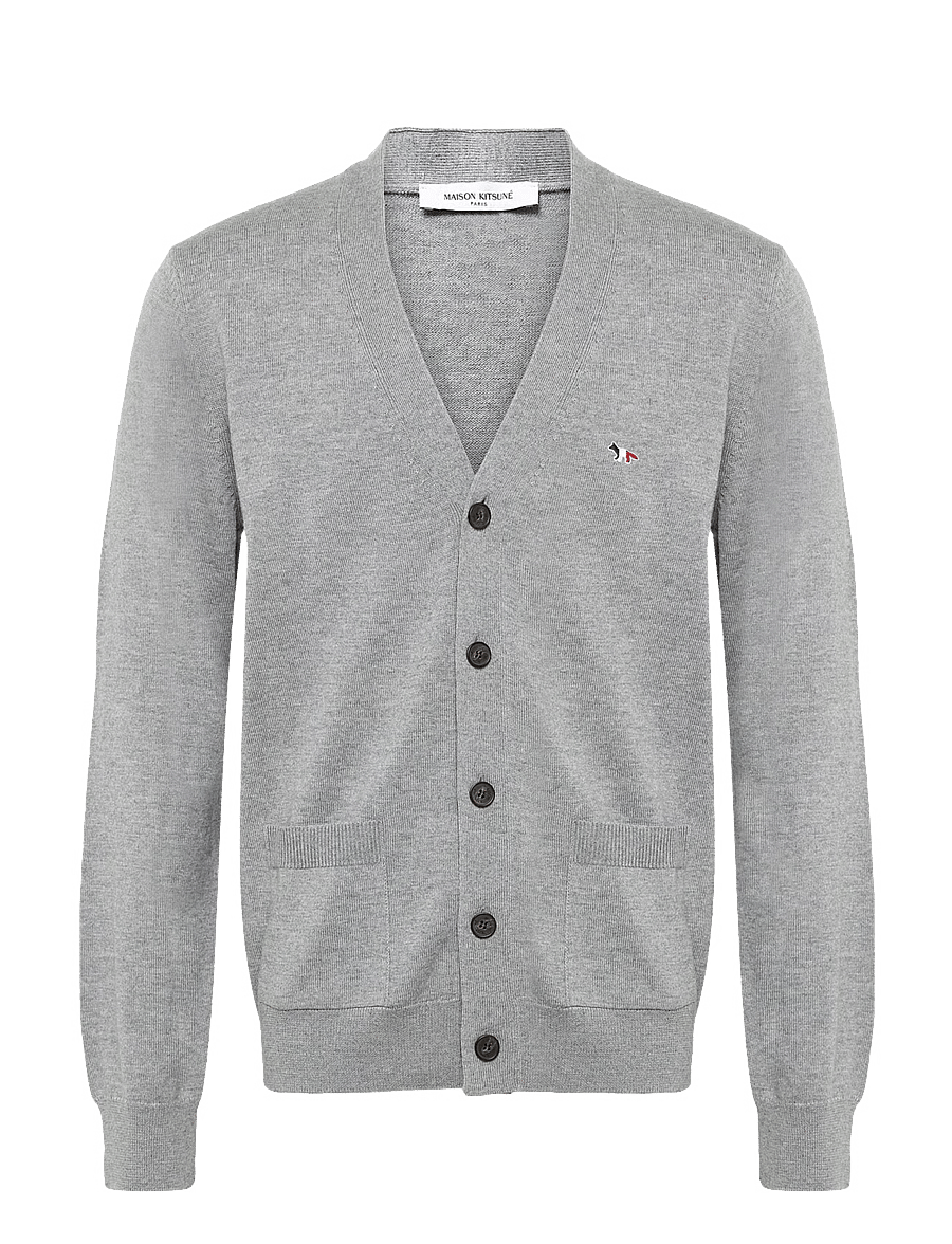 Maison Kitsune - FRENCH PROFILE FOX PATCH REGULAR CARDIGAN - light grey melange - 1