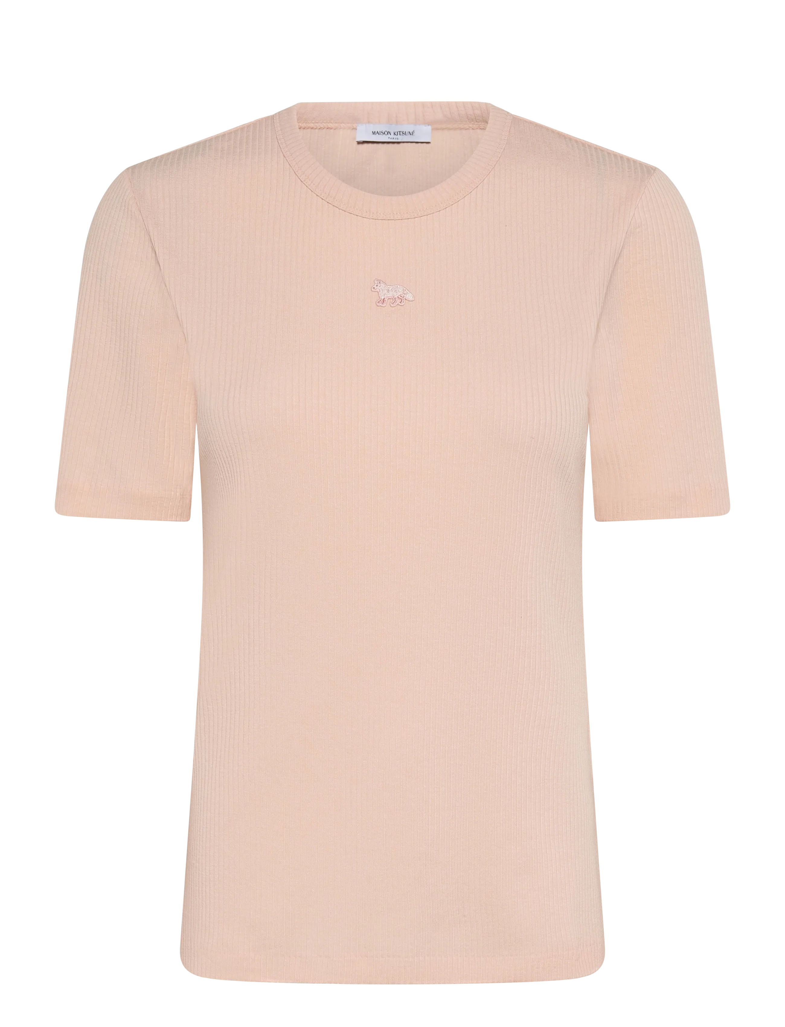Maison Kitsune BABY FOX RIBBED FITTED TEE-SHIRT - Maison Kitsuné - PALE PINK / pink/rose