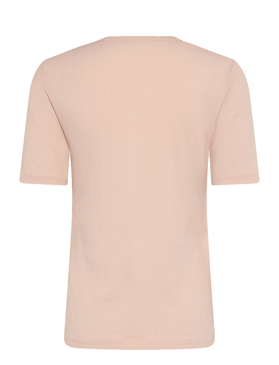 Maison Kitsune - BABY FOX RIBBED FITTED TEE-SHIRT - t-särgid - pale pink - 1
