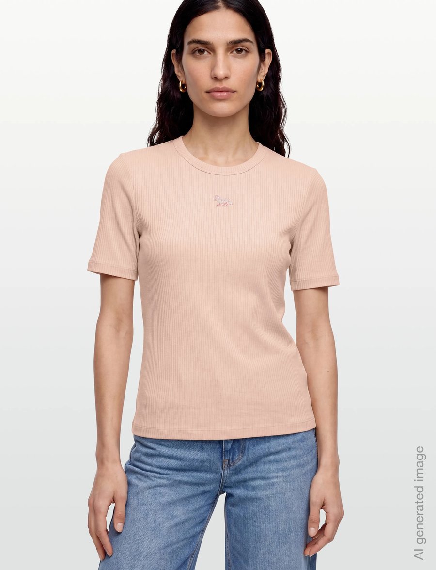 Maison Kitsune - BABY FOX RIBBED FITTED TEE-SHIRT - t-shirts - pale pink - 3