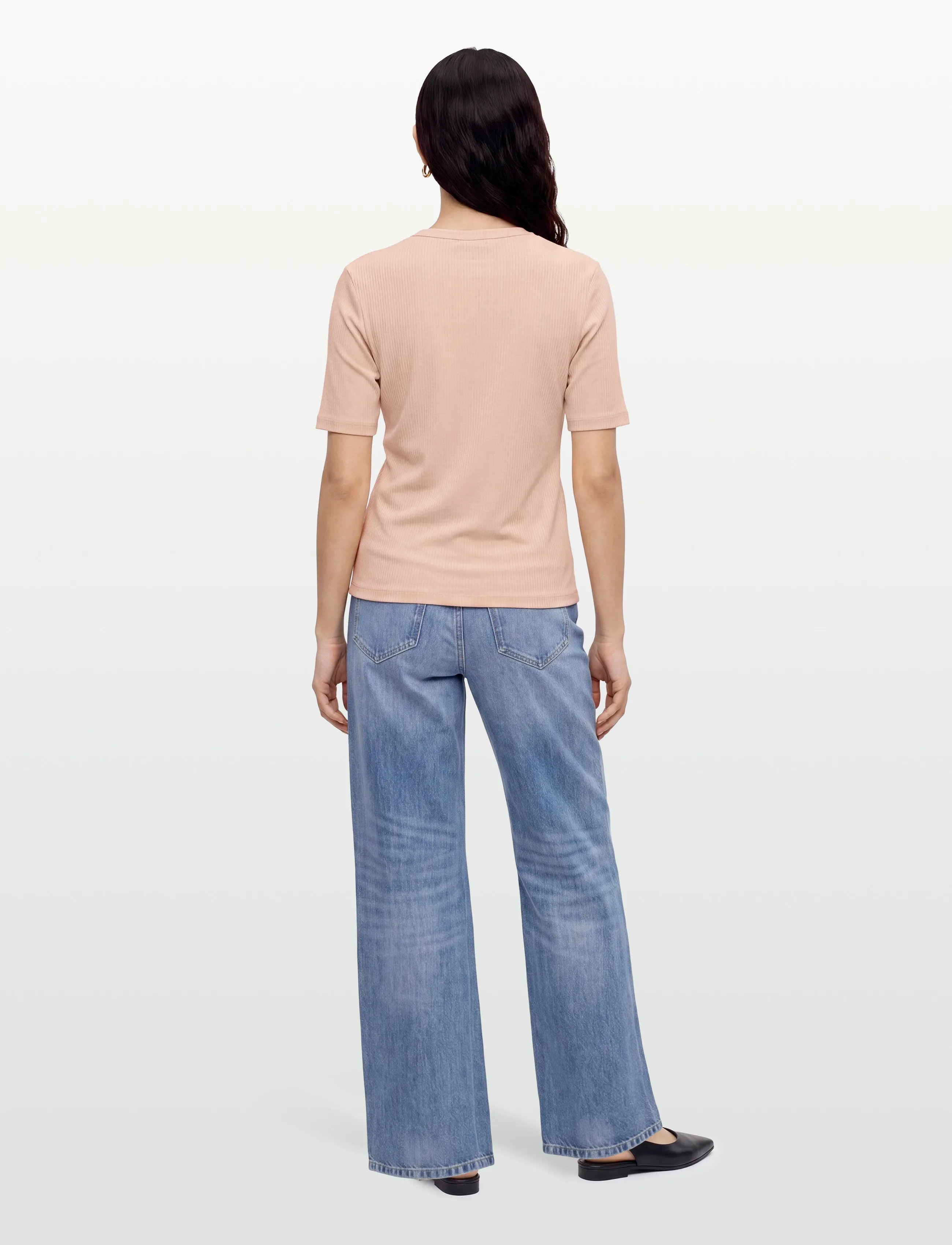 Maison Kitsune - BABY FOX RIBBED FITTED TEE-SHIRT - t-särgid - pale pink - 4