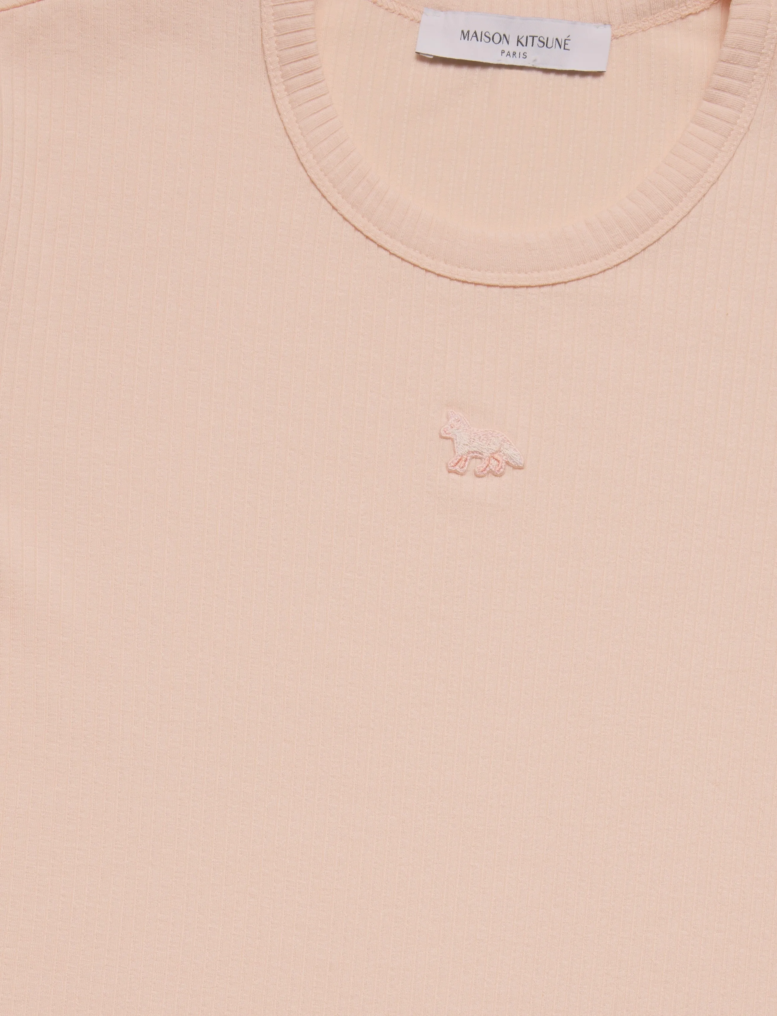 Maison Kitsune - BABY FOX RIBBED FITTED TEE-SHIRT - t-särgid - pale pink - 2