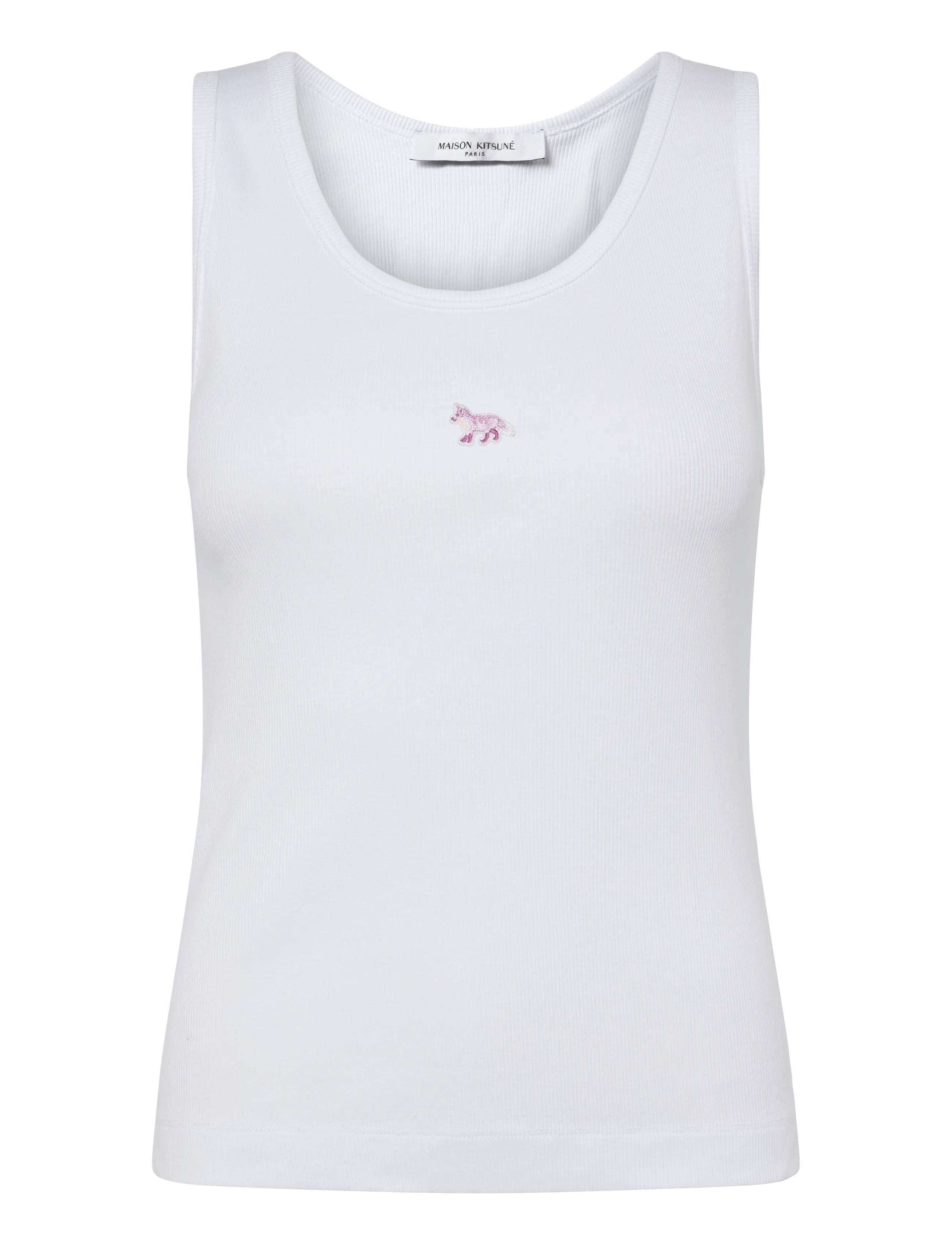 Maison Kitsune Baby Fox Patch Tank Top, Kvinder, Ræve Patch Tanktop, Hvid, Str: M