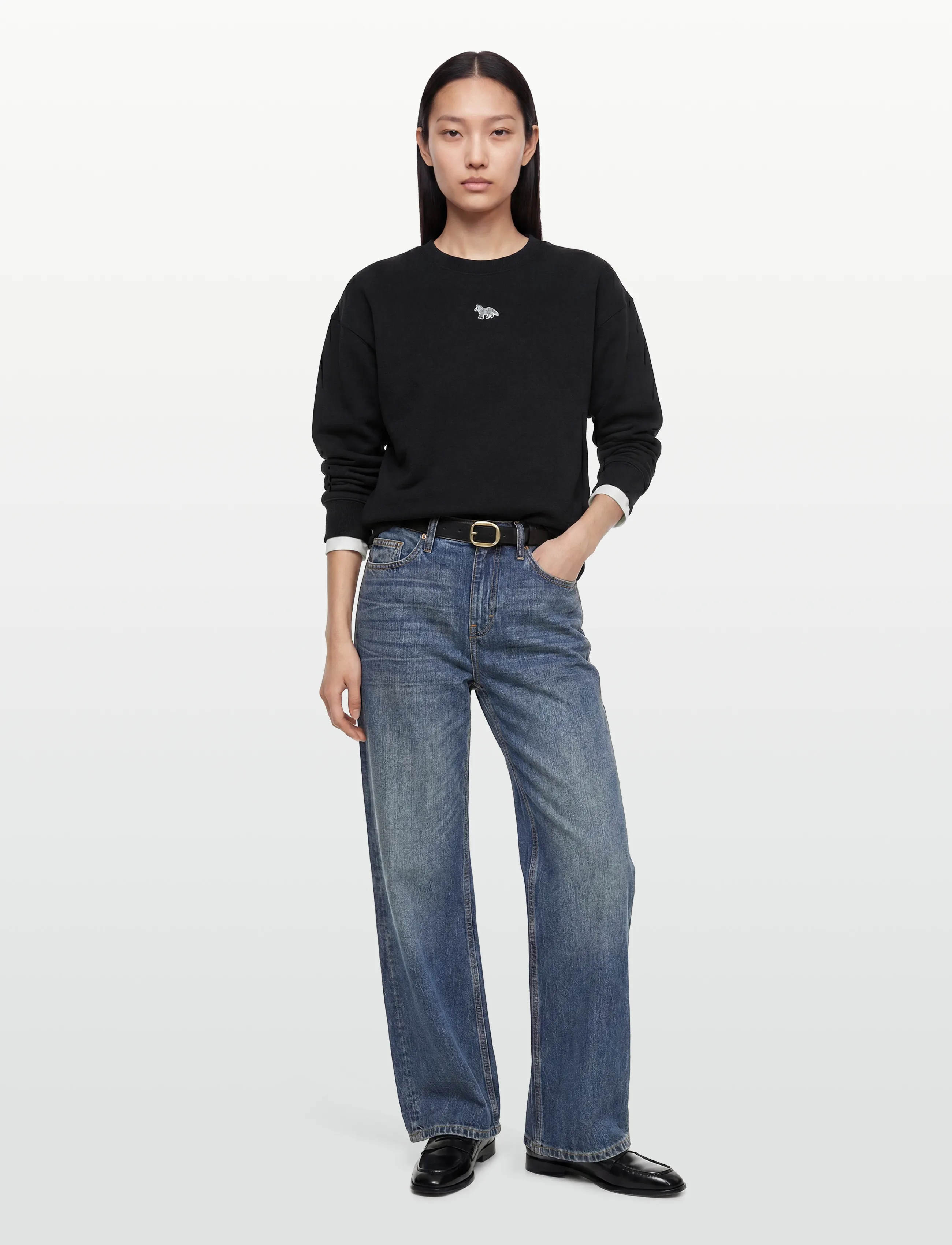 Maison Kitsune Baby Fox Oversize Sweatshirt Black, XS, Sweatshirts & Hoodies, Schwarz - Sweatshirts, Frauen