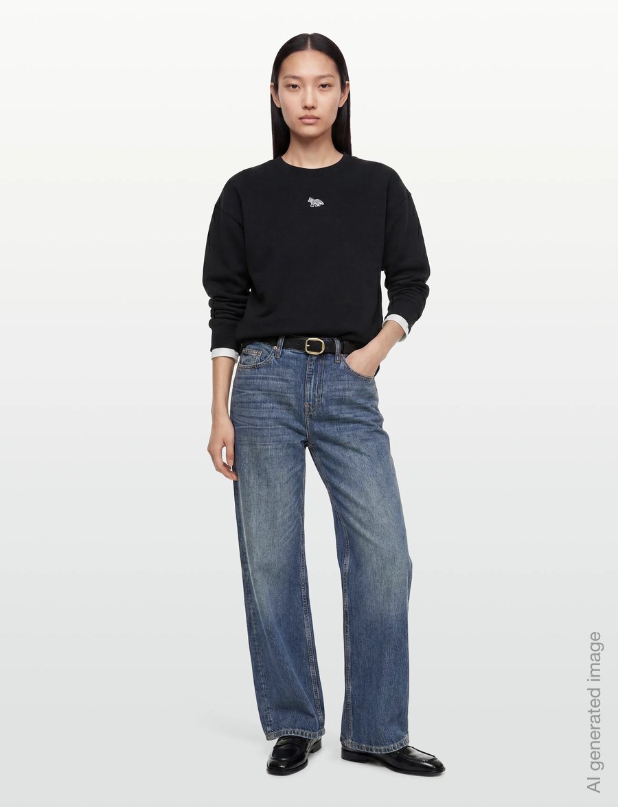 Maison Kitsune - BABY FOX OVERSIZE SWEATSHIRT BLACK - igapäevane stiil - black - 0