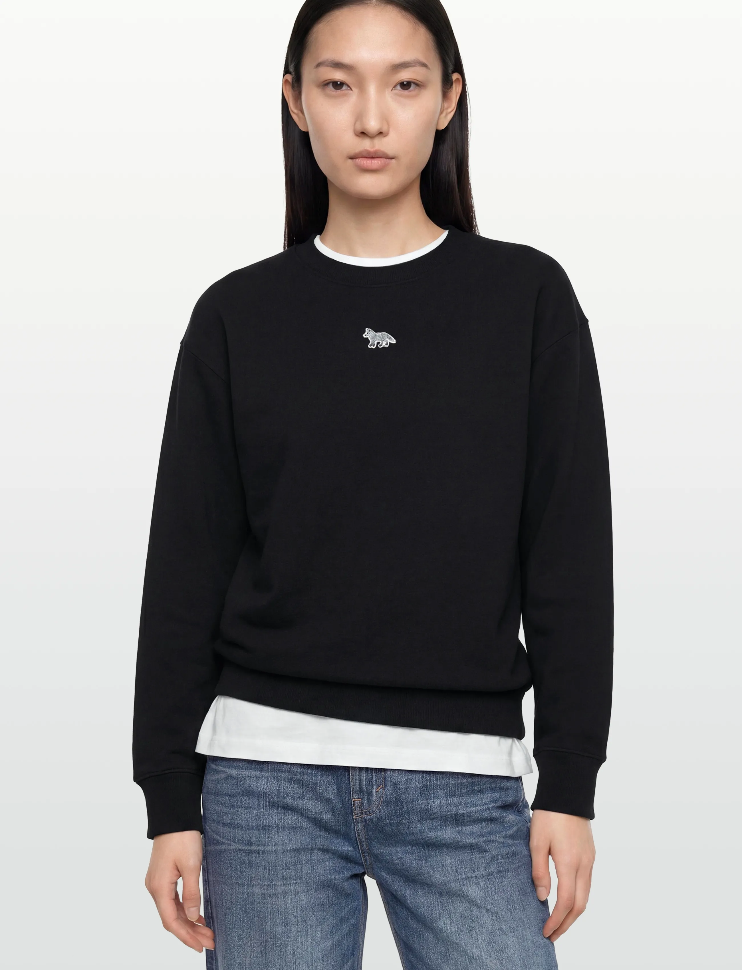 Maison Kitsune - BABY FOX OVERSIZE SWEATSHIRT BLACK - everyday style - black - 3