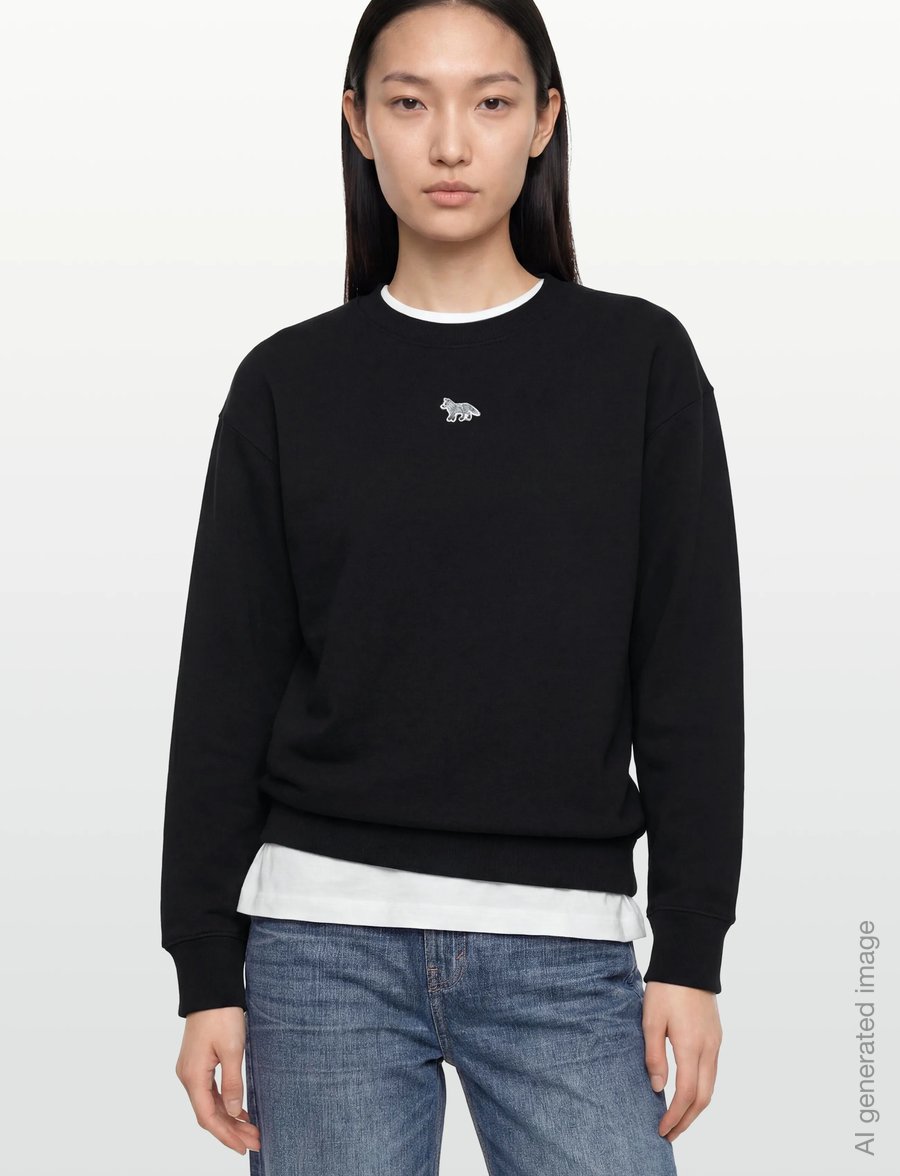 Maison Kitsune - BABY FOX OVERSIZE SWEATSHIRT BLACK - igapäevane stiil - black - 3