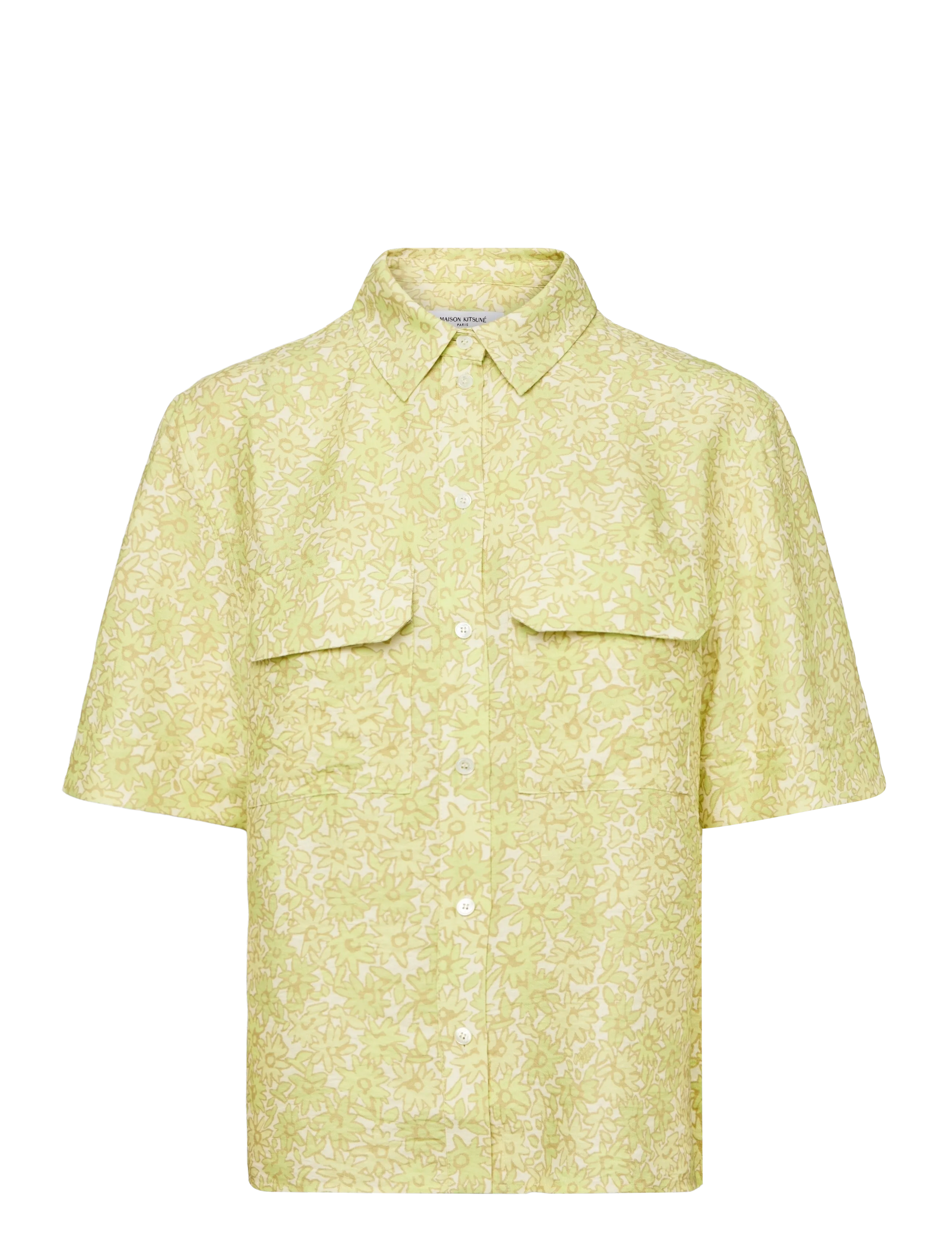 Maison Kitsune BOXY SHORT SLEEVE SHIRT - Kleidung - LIME PRINT / green