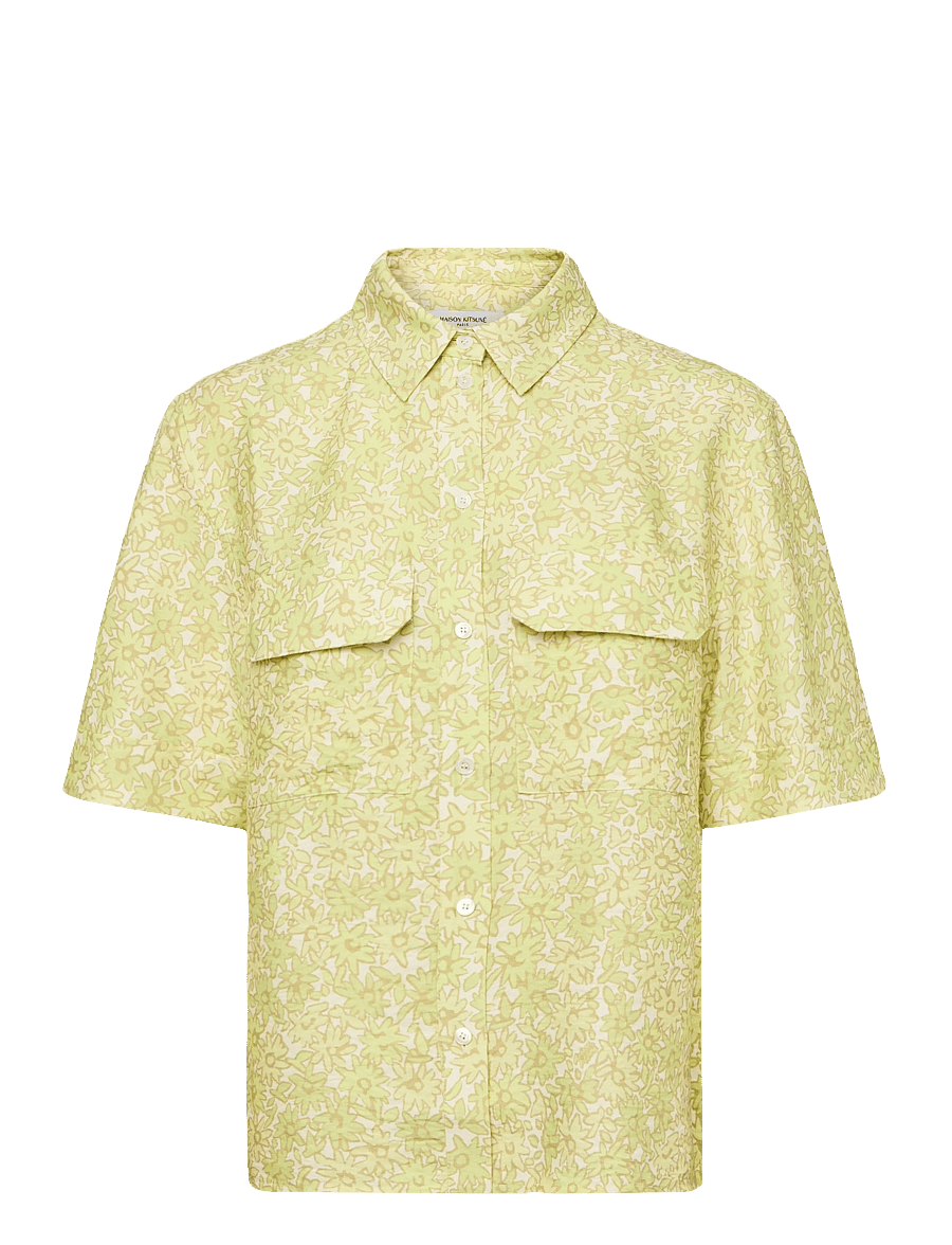Maison Kitsune - BOXY SHORT SLEEVE SHIRT - kurzärmlige hemden - lime print - 1