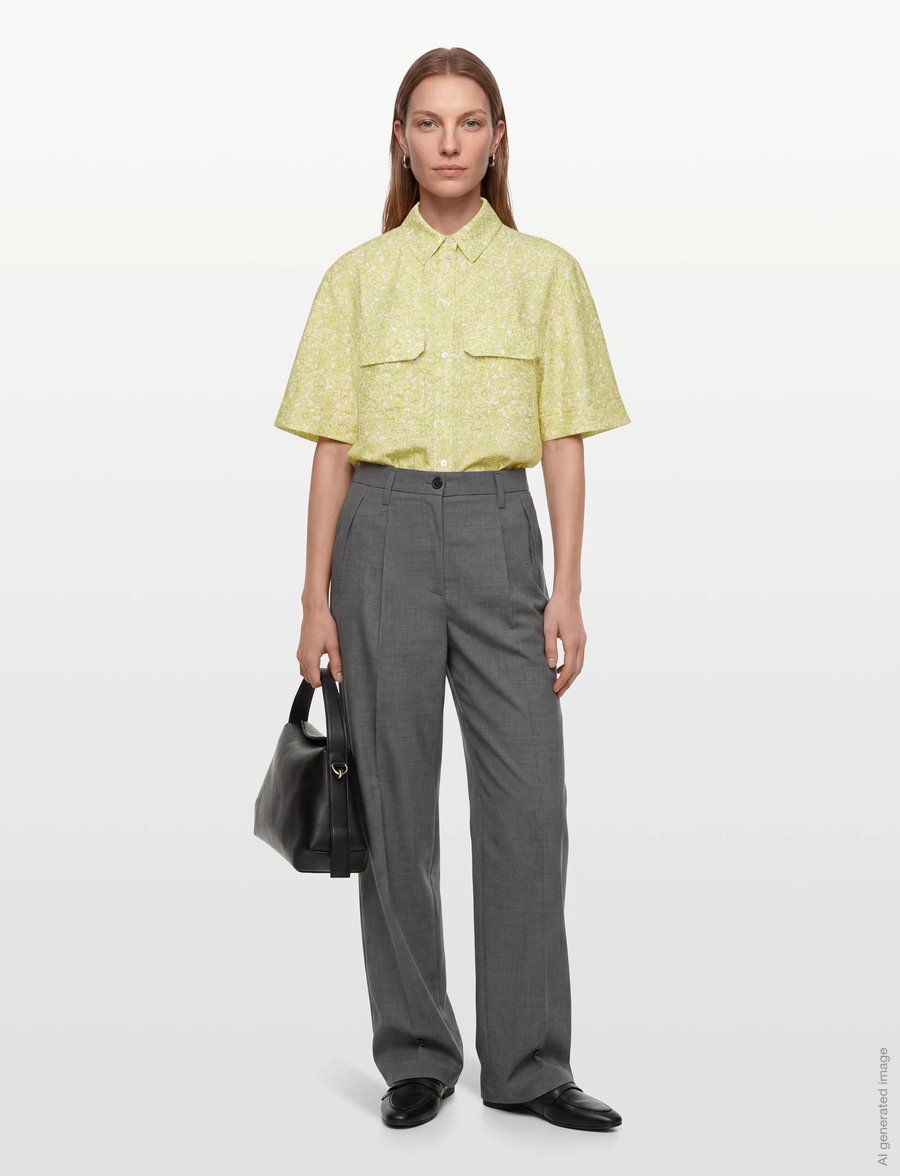 Maison Kitsune - BOXY SHORT SLEEVE SHIRT - kurzärmlige hemden - lime print - 0