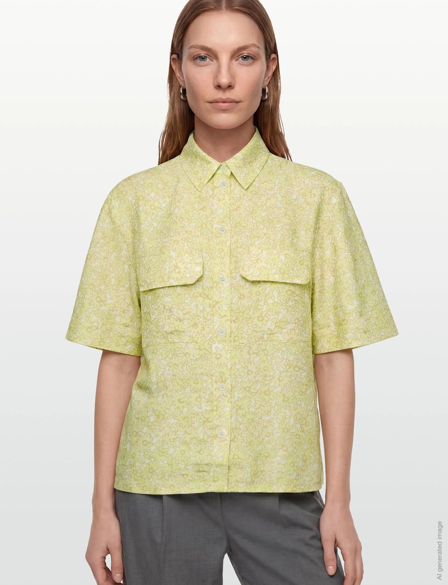 Maison Kitsune - BOXY SHORT SLEEVE SHIRT - kurzärmlige hemden - lime print - 3