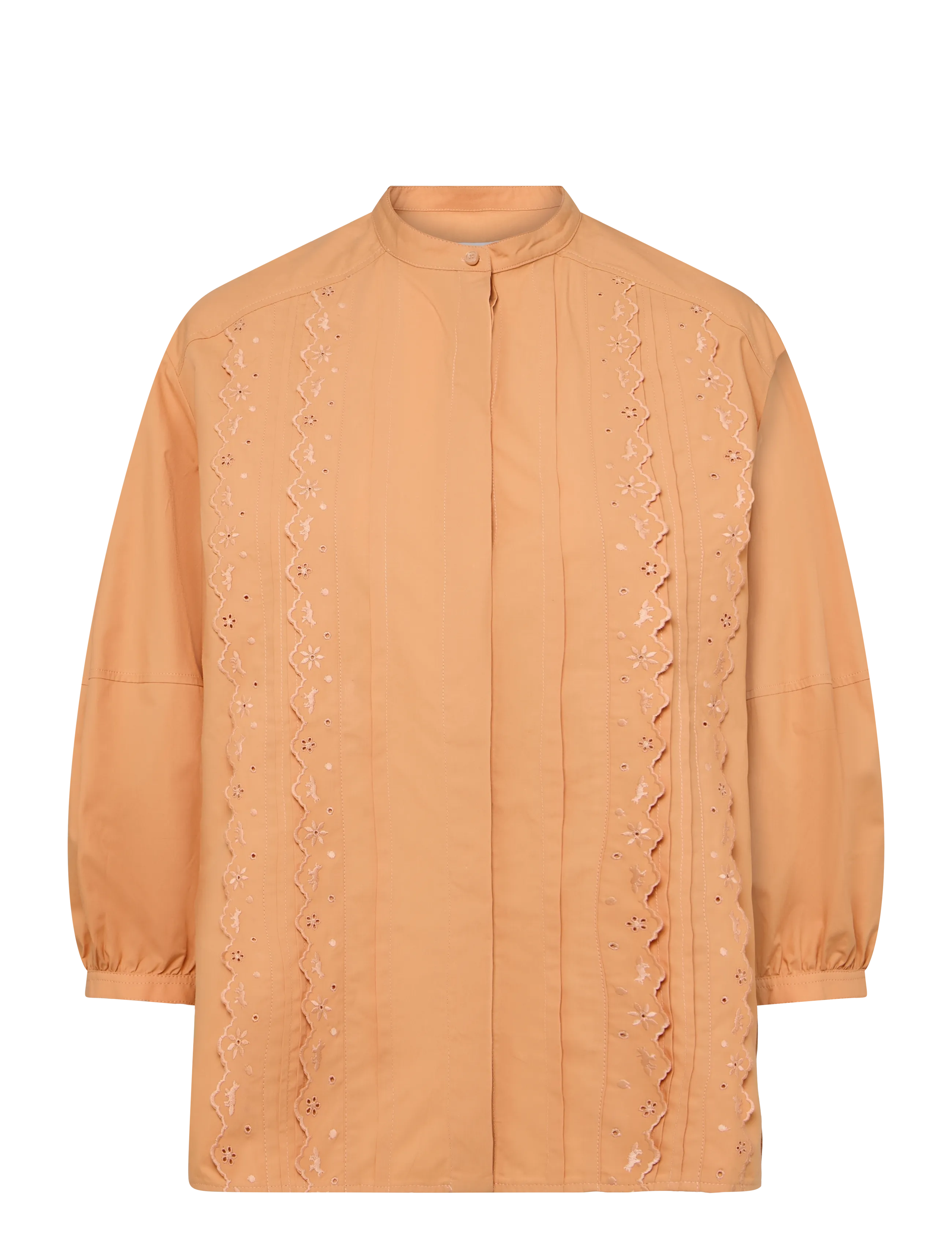 Maison Kitsune CRAFTED EMBROIDERY MAXI SLEEVE SHIRT - Shirts - SADDLE / brown