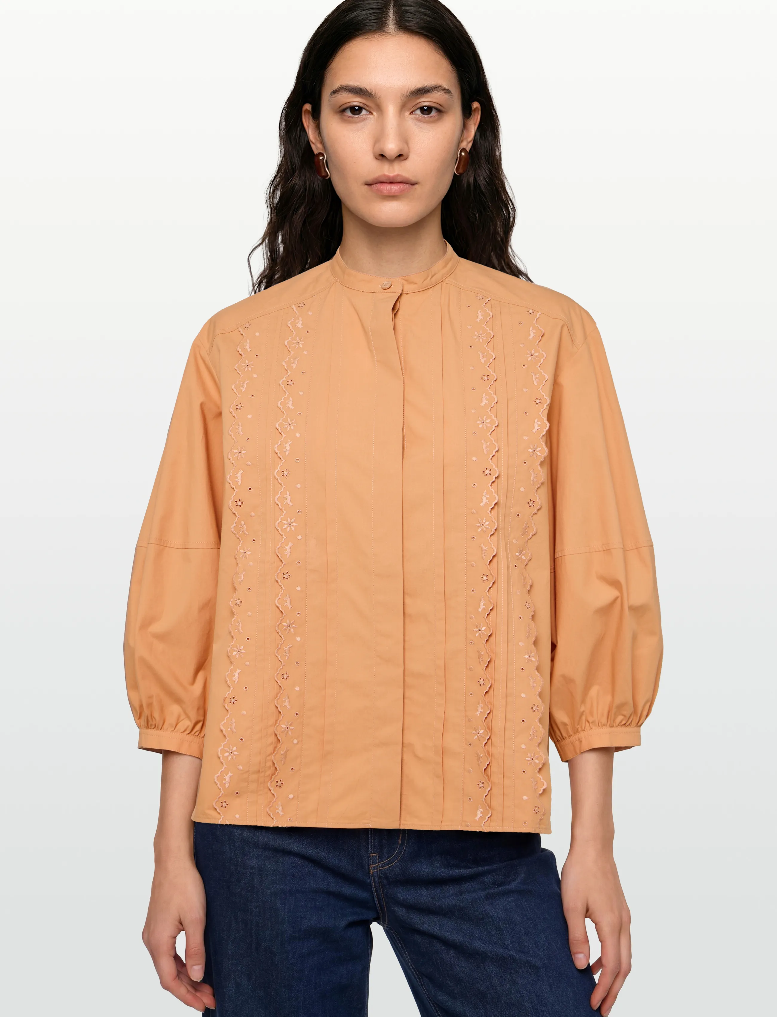 Maison Kitsune - CRAFTED EMBROIDERY MAXI SLEEVE SHIRT - chemises à manches longues - saddle - 3