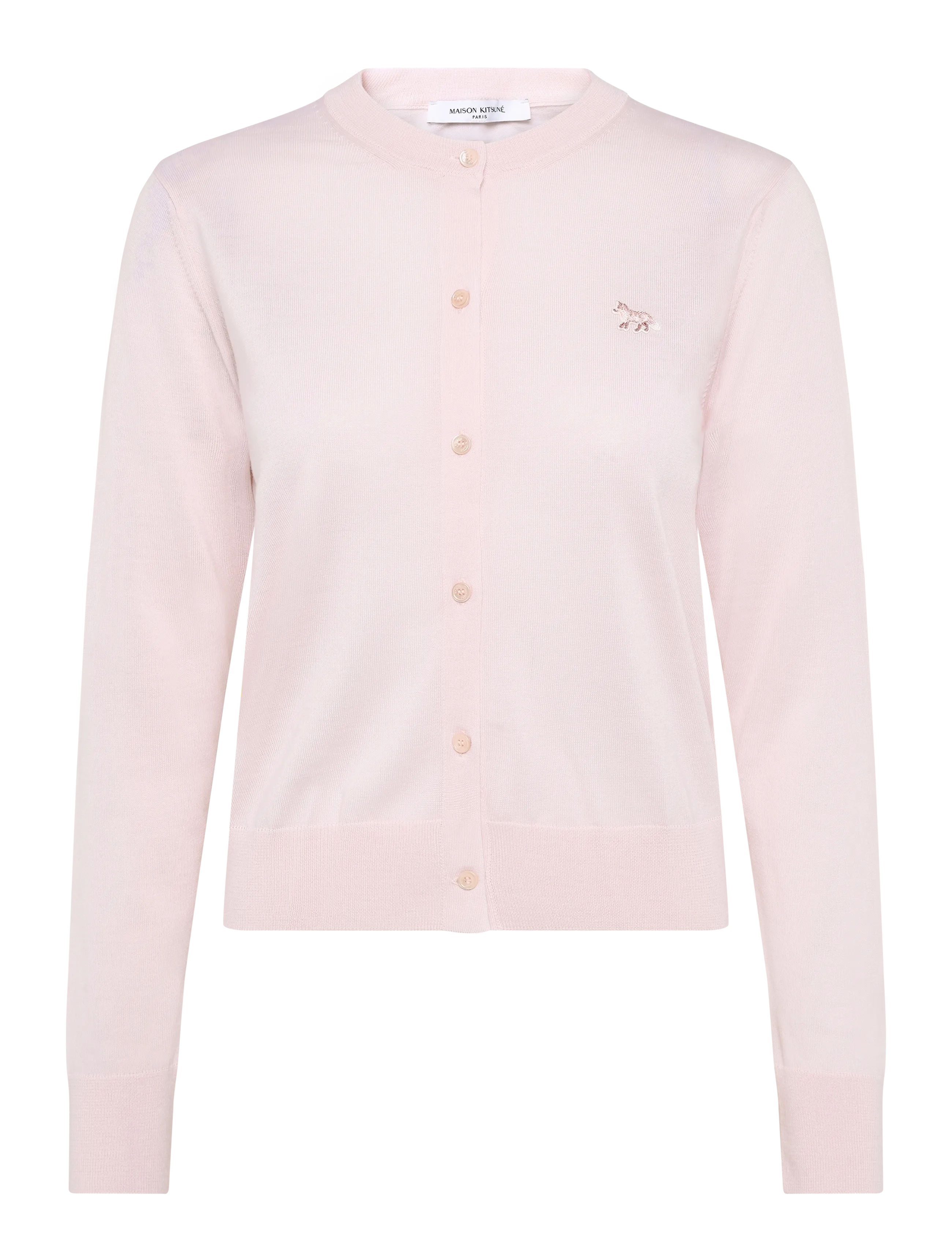 Maison Kitsune BABY FOX PATCH REGULAR CARDIGAN - Strik - PALE PINK / pink/rose