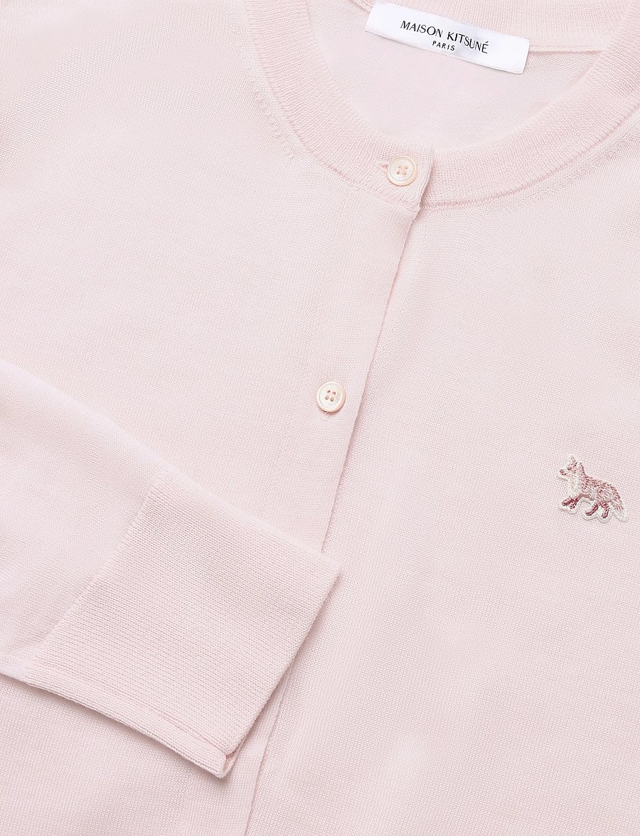 Maison Kitsune - BABY FOX PATCH REGULAR CARDIGAN - cardigans - pale pink - 2