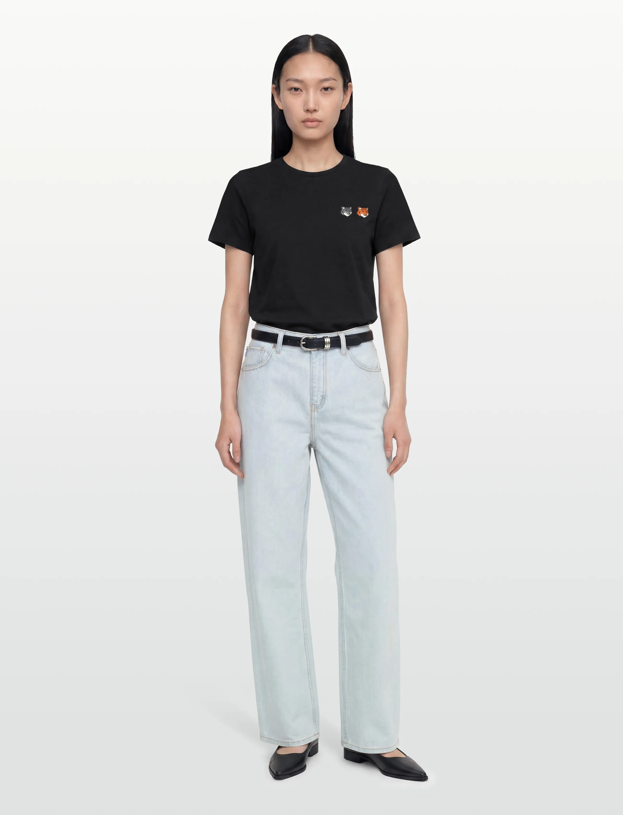 Maison Kitsune DOUBLE BOLD FOX HEAD REGULAR TEE-SHIRT - T-shirts - ANTHRACITE / grey