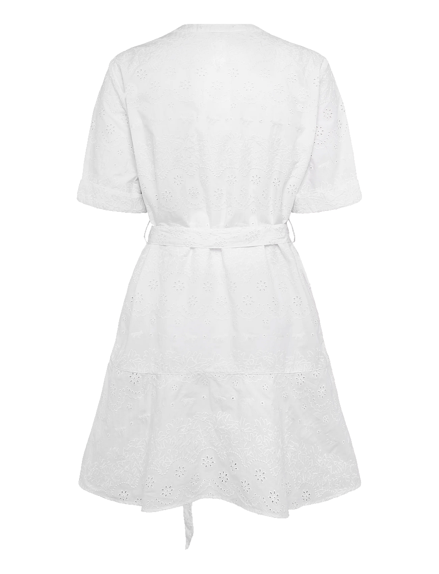 Maison Kitsune - BRODERIE ANGLAISE GODET MINI DRESS - sommerkleider - white - 1