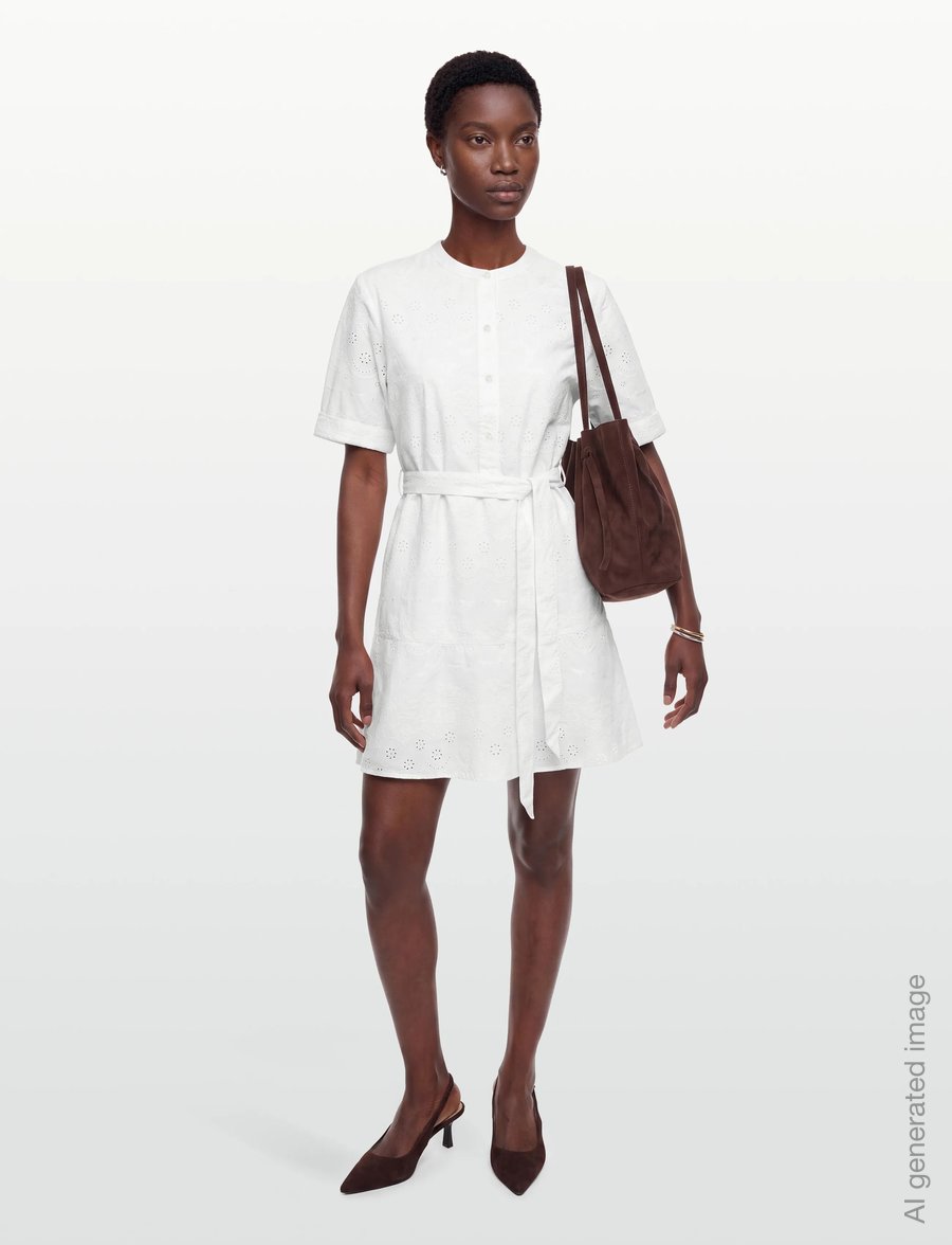 Maison Kitsune - BRODERIE ANGLAISE GODET MINI DRESS - zomerjurken - white - 0