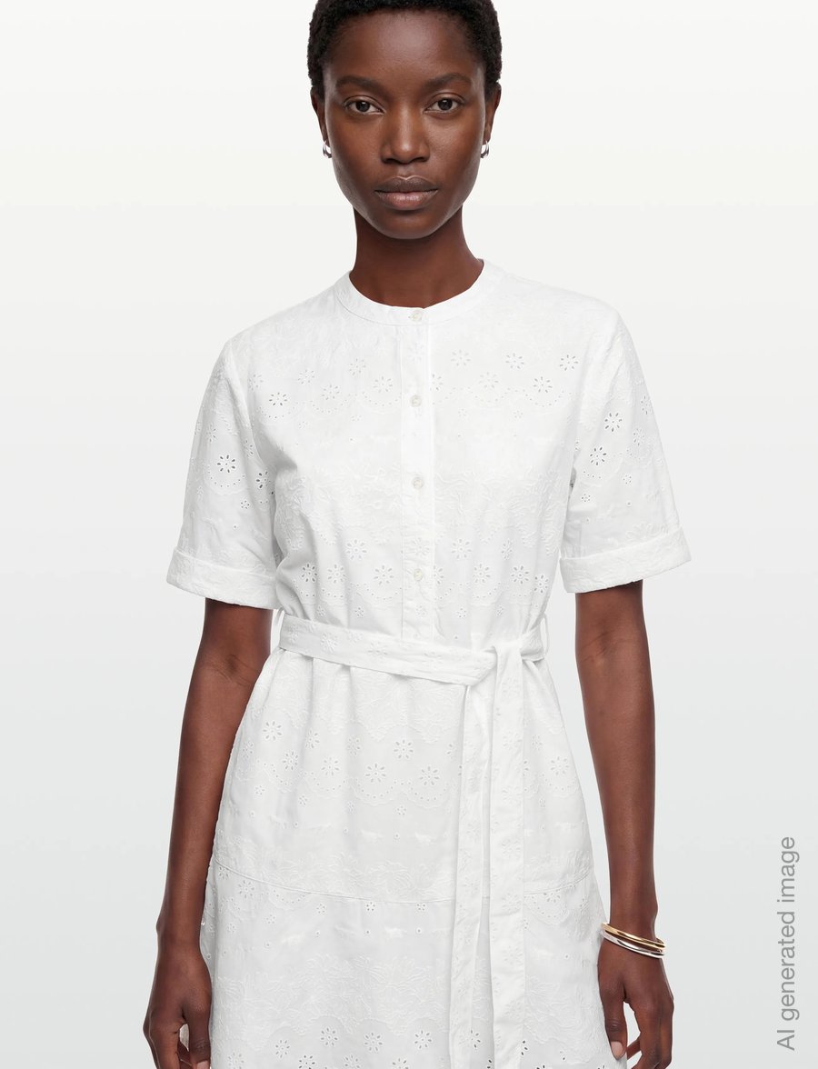 Maison Kitsune - BRODERIE ANGLAISE GODET MINI DRESS - zomerjurken - white - 3