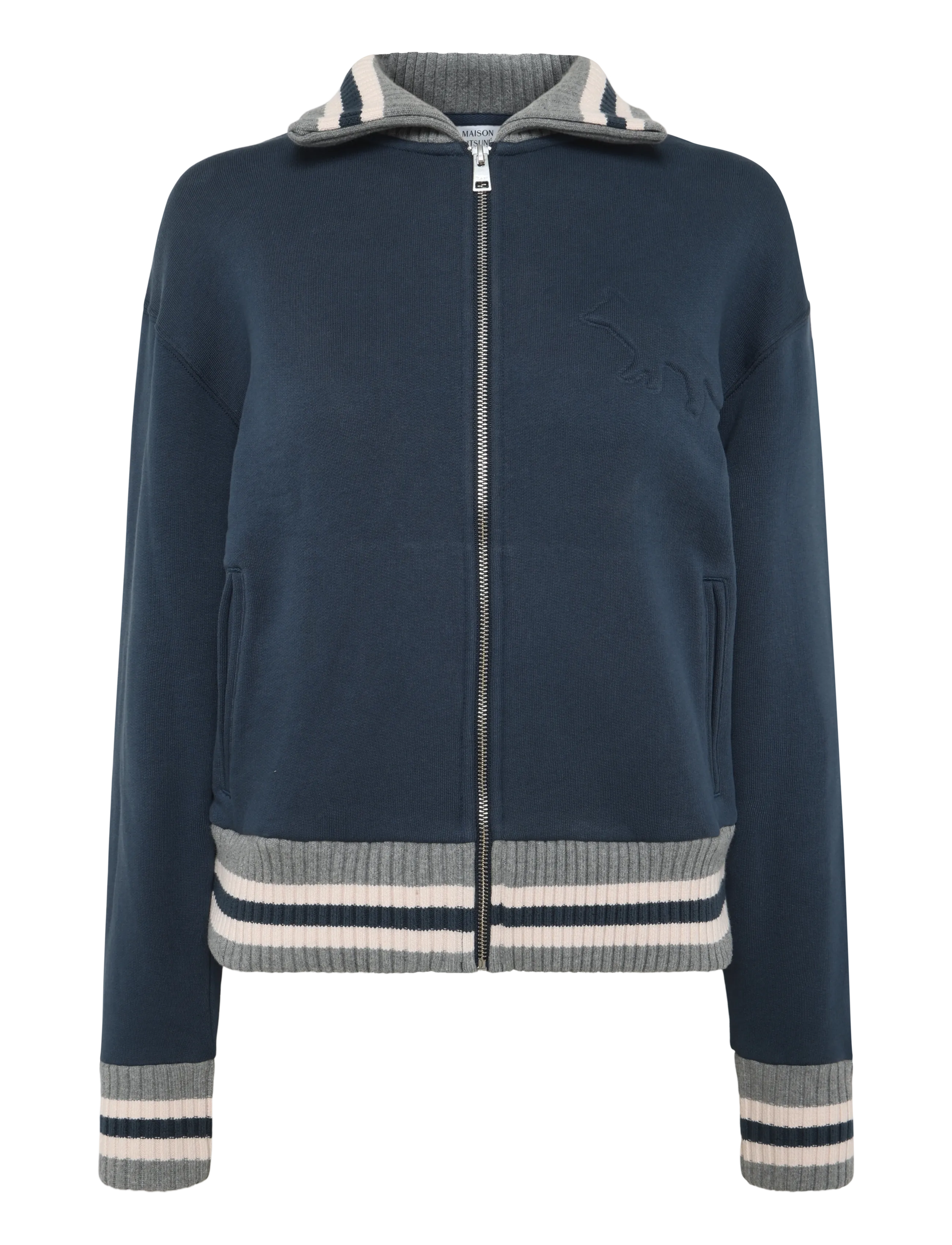 Maison Kitsune KITSUNE VARSITY ZIPPED BLOUSON - Joped ja mantlid - INK BLUE / navy