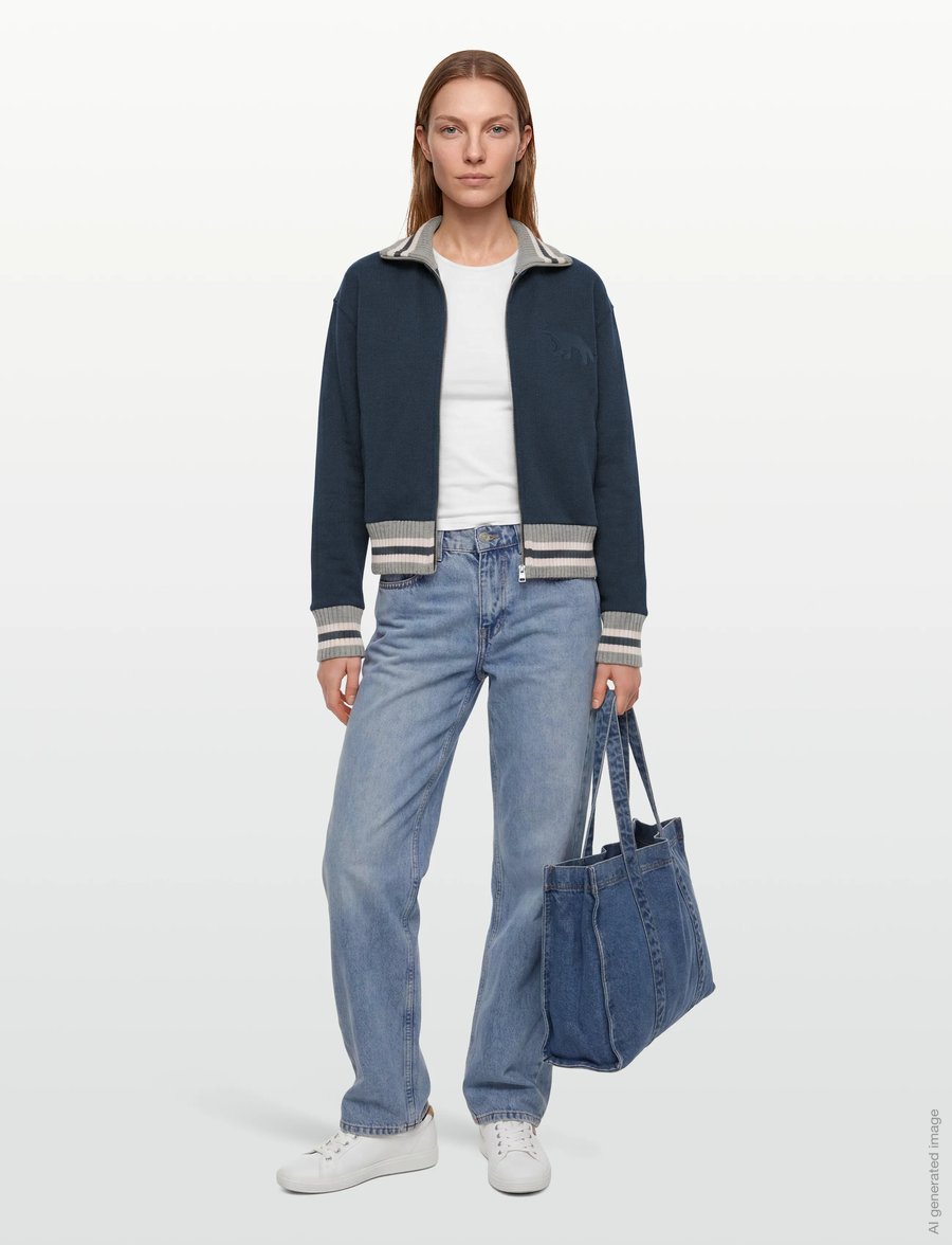 Maison Kitsune - KITSUNE VARSITY ZIPPED BLOUSON - frühlingsjacken - ink blue - 0