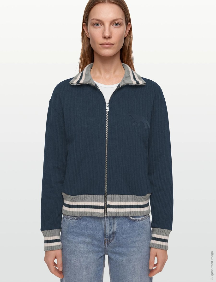 Maison Kitsune - KITSUNE VARSITY ZIPPED BLOUSON - frühlingsjacken - ink blue - 3