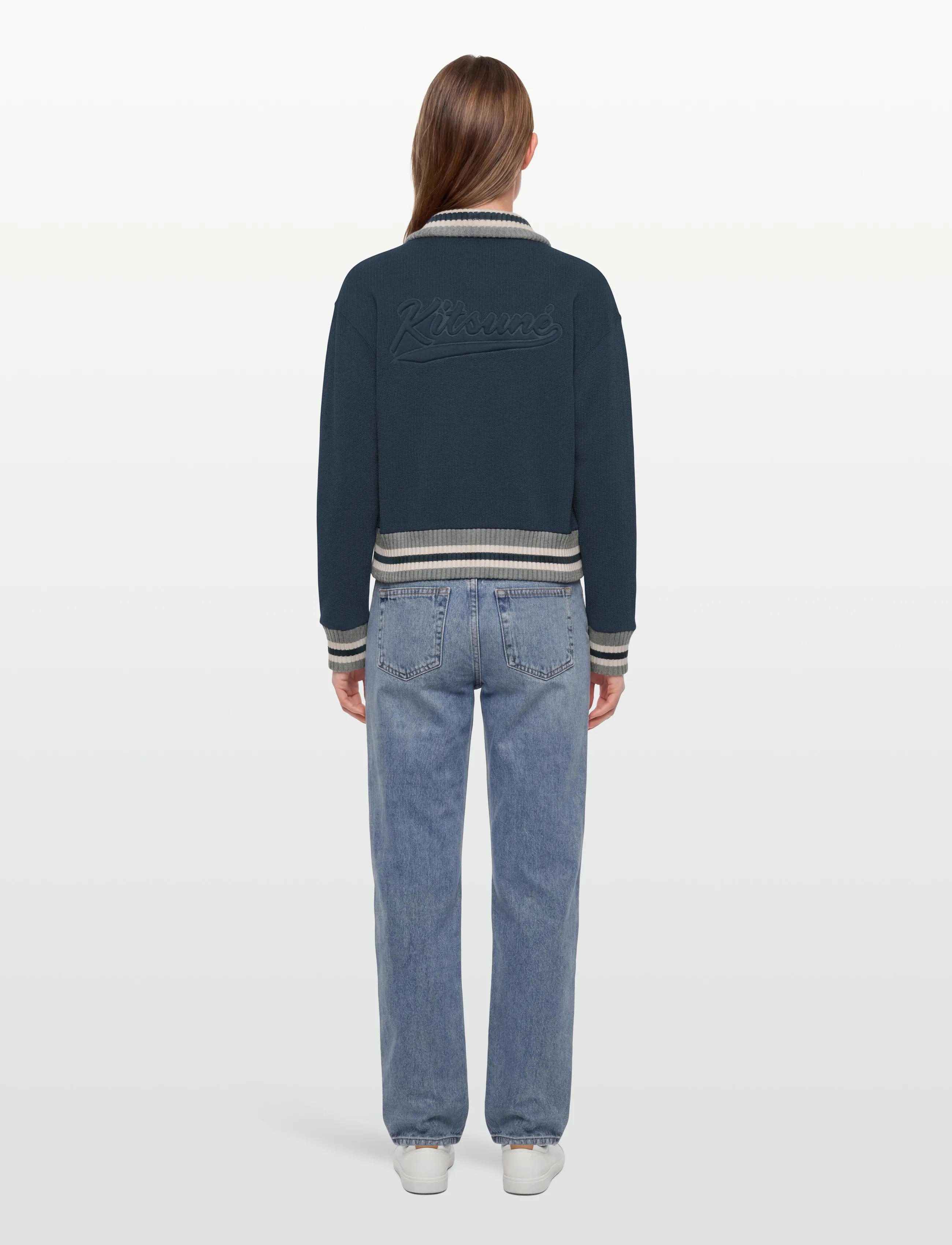 Maison Kitsune - KITSUNE VARSITY ZIPPED BLOUSON - ink blue - 4