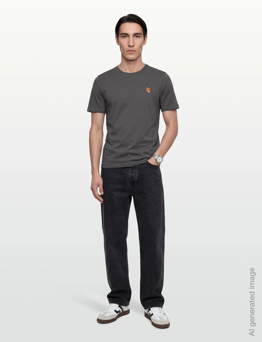 Maison Kitsune - FOX HEAD REGULAR TEE-SHIRT - kurzärmelig - charcoal - 0