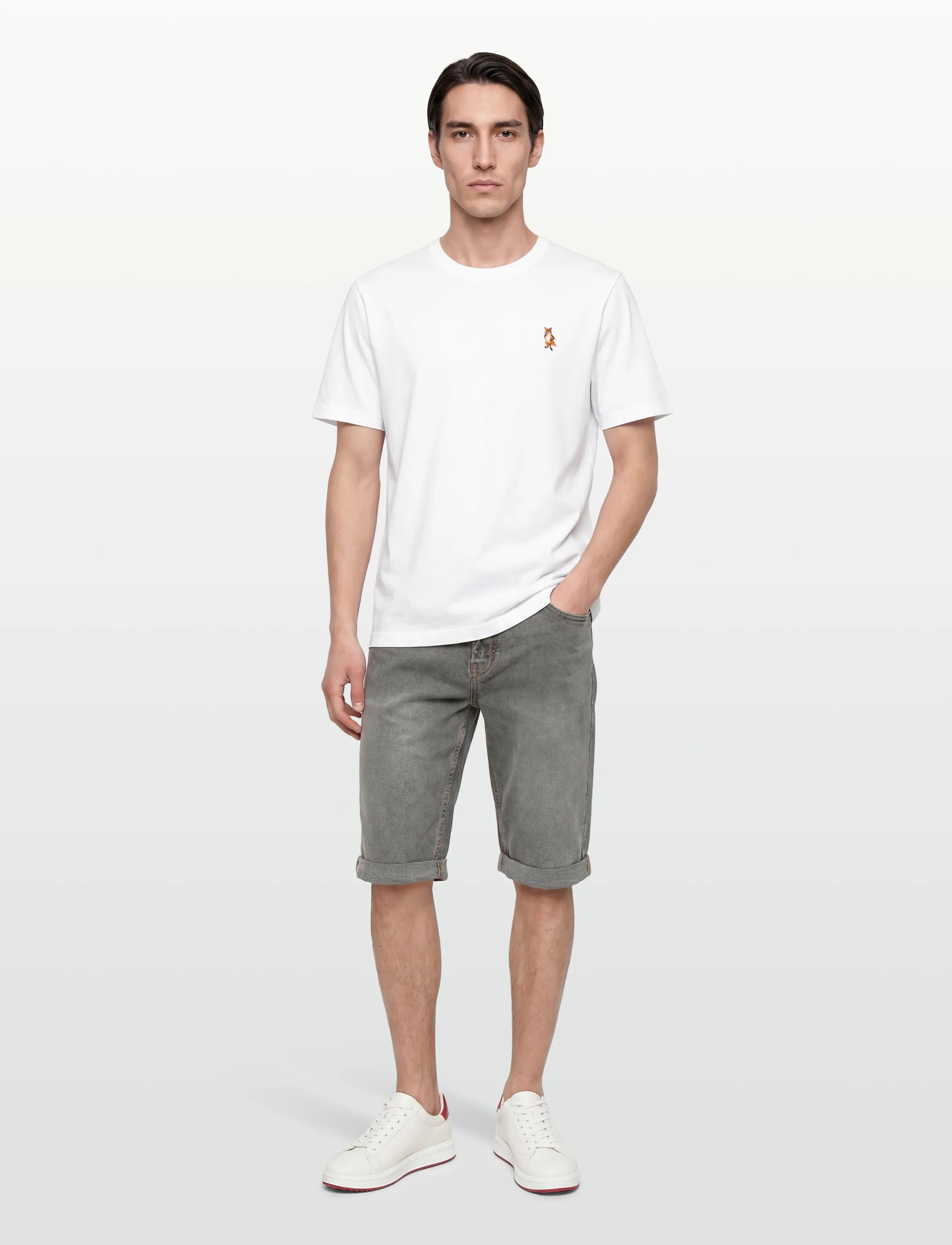 Maison Kitsune Standing Fox Comfort Tee-Shirt, S, White, T-Shirts > Kortærmede, Herre