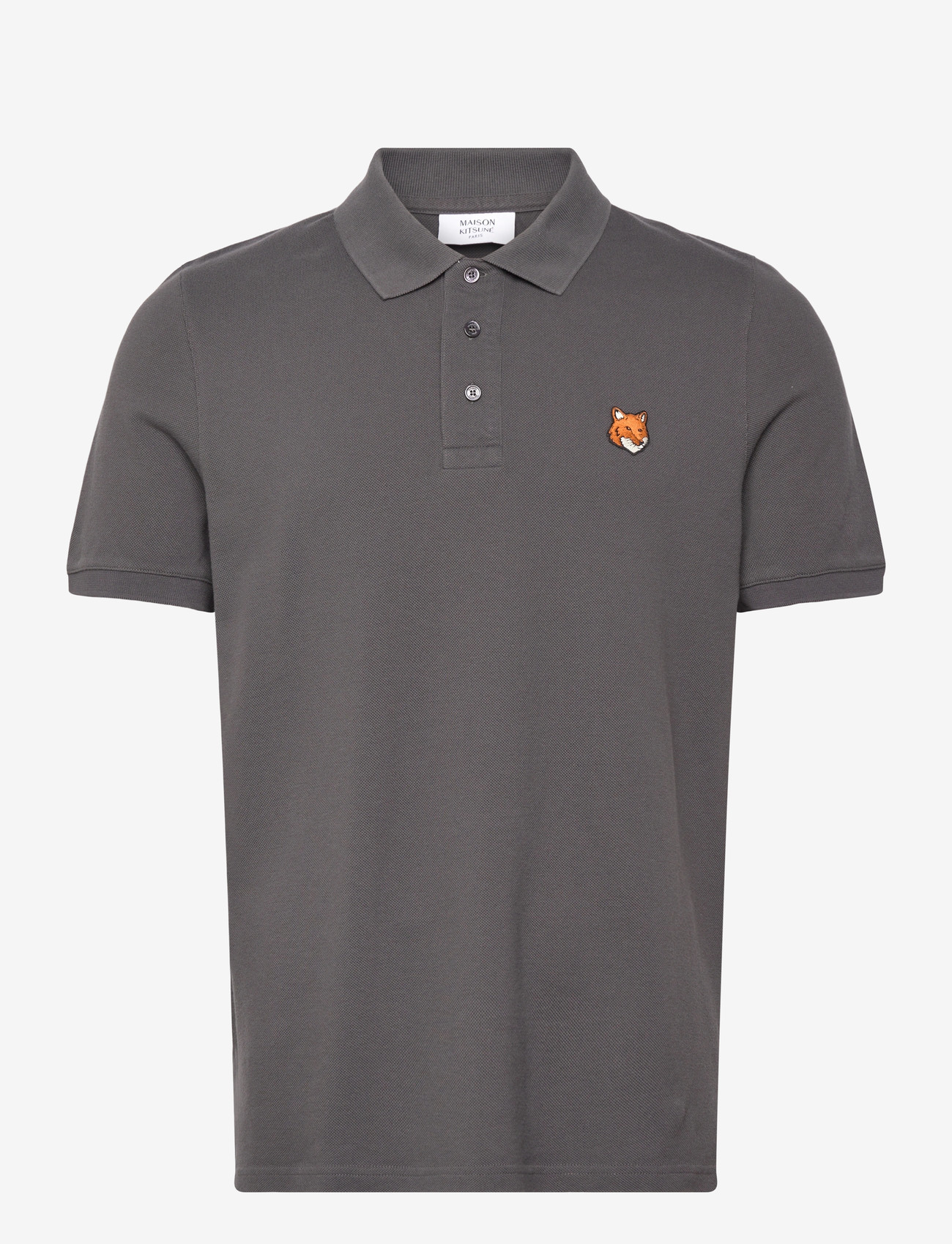 Maison Kitsune - FOX HEAD REGULAR POLO CHARCOAL - charcoal - 1