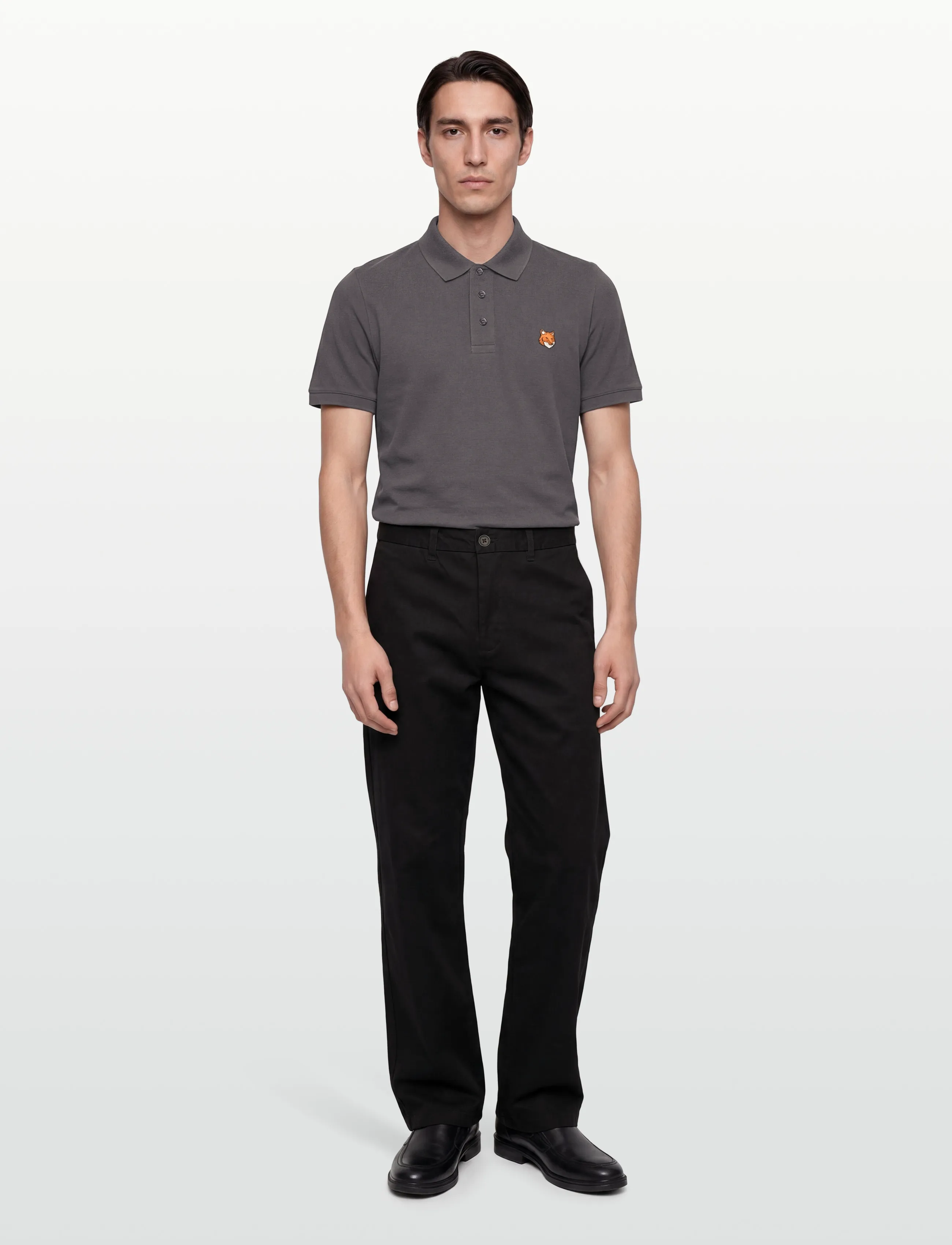 Maison Kitsune FOX HEAD REGULAR POLO CHARCOAL -  - undefined / undefined