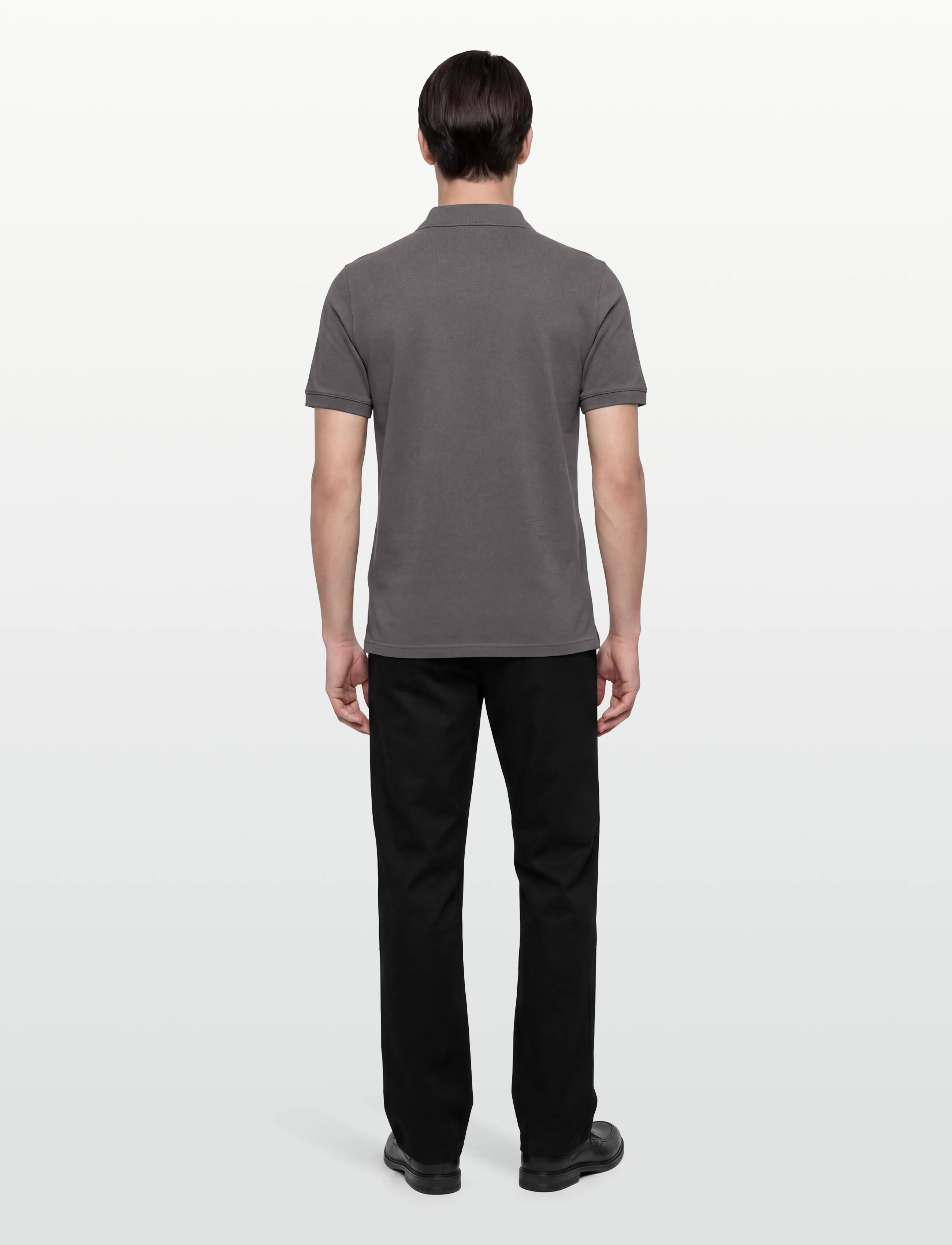 Maison Kitsune - FOX HEAD REGULAR POLO CHARCOAL - charcoal - 4