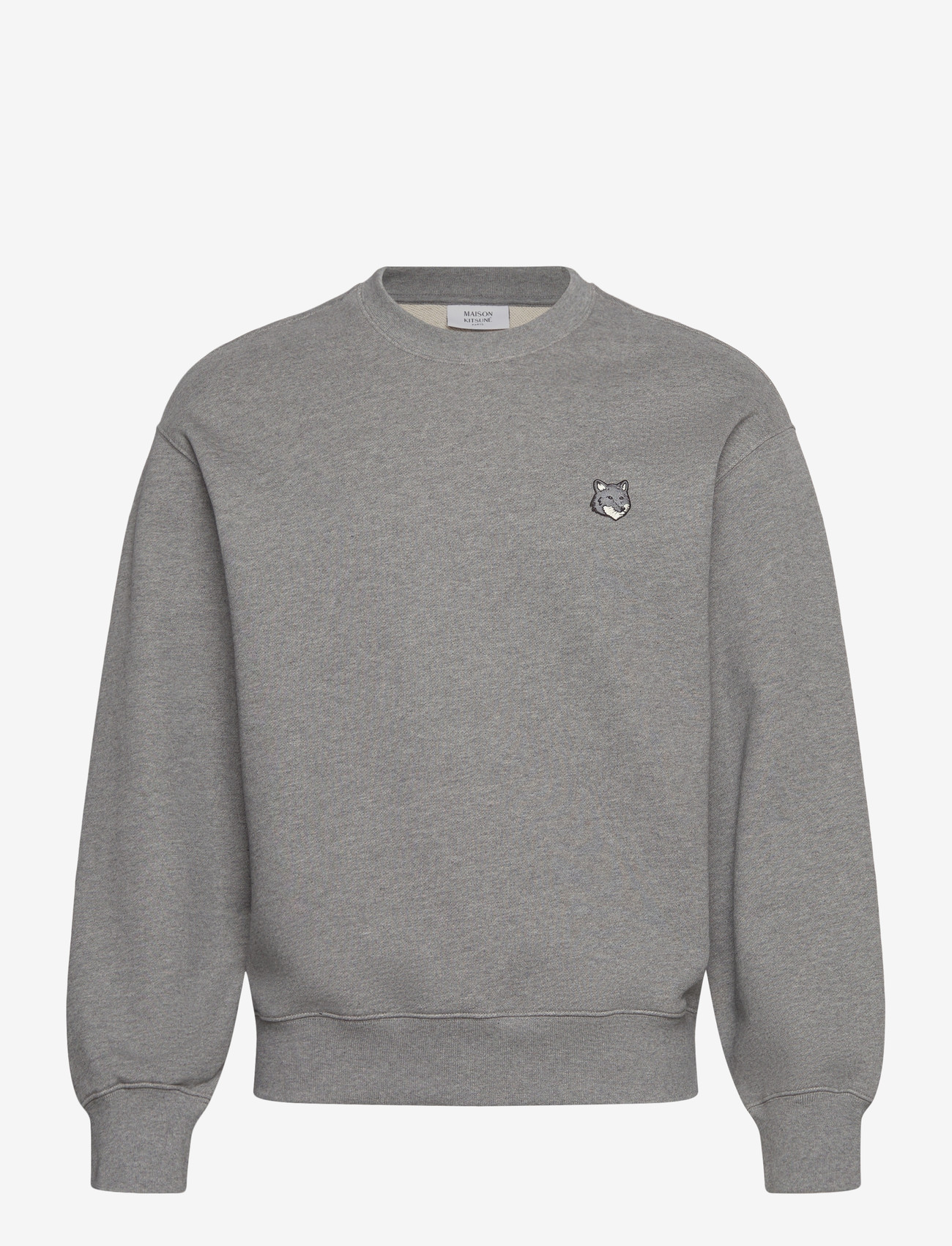 Maison Kitsune - GREY FOX HEAD PATCH  COMFORT SWEATSHIRT - tøj - mediumgreymelange - 1