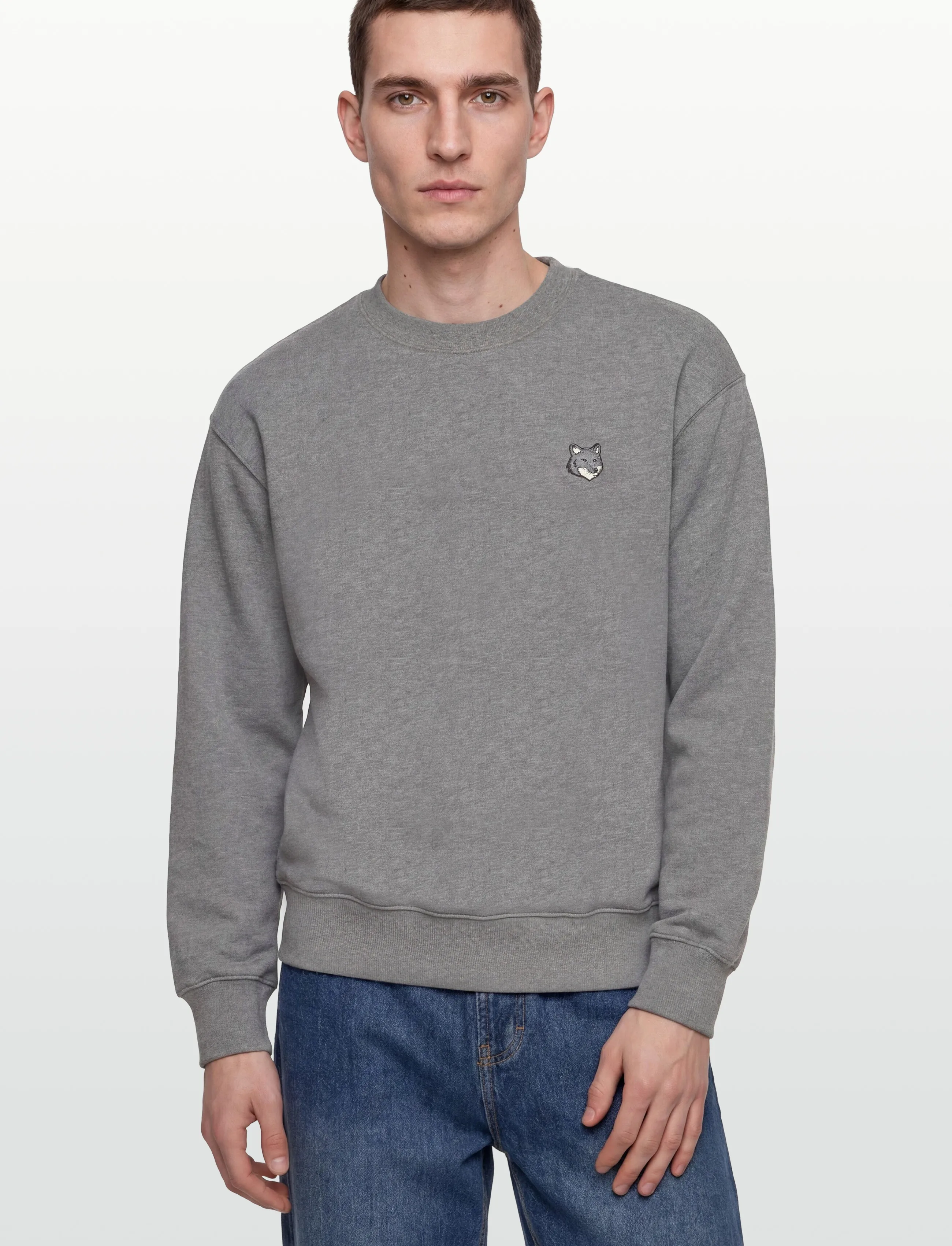 Maison Kitsune - GREY FOX HEAD PATCH  COMFORT SWEATSHIRT - clothing - mediumgreymelange - 3