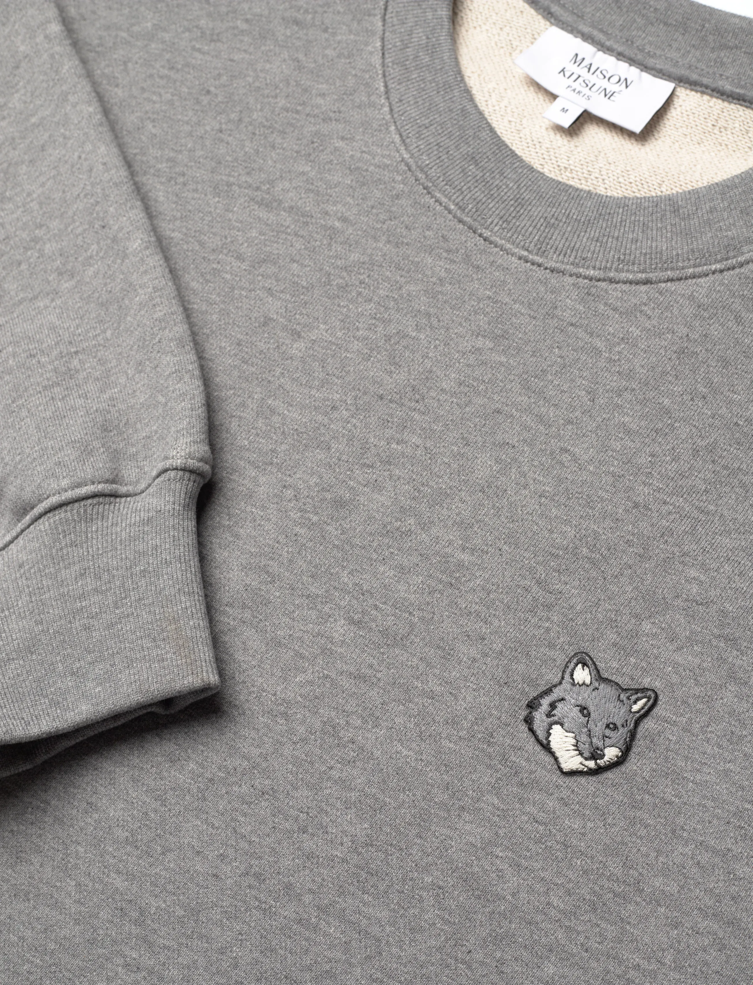 Maison Kitsune - GREY FOX HEAD PATCH  COMFORT SWEATSHIRT - clothing - mediumgreymelange - 5