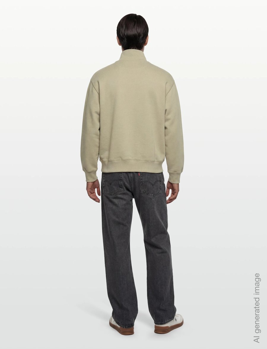 Maison Kitsune - GREY FOX HEAD PATCH COMFORT HALF ZIPPED SWEATSHIRT - sweatshirts - stonebeige - 4