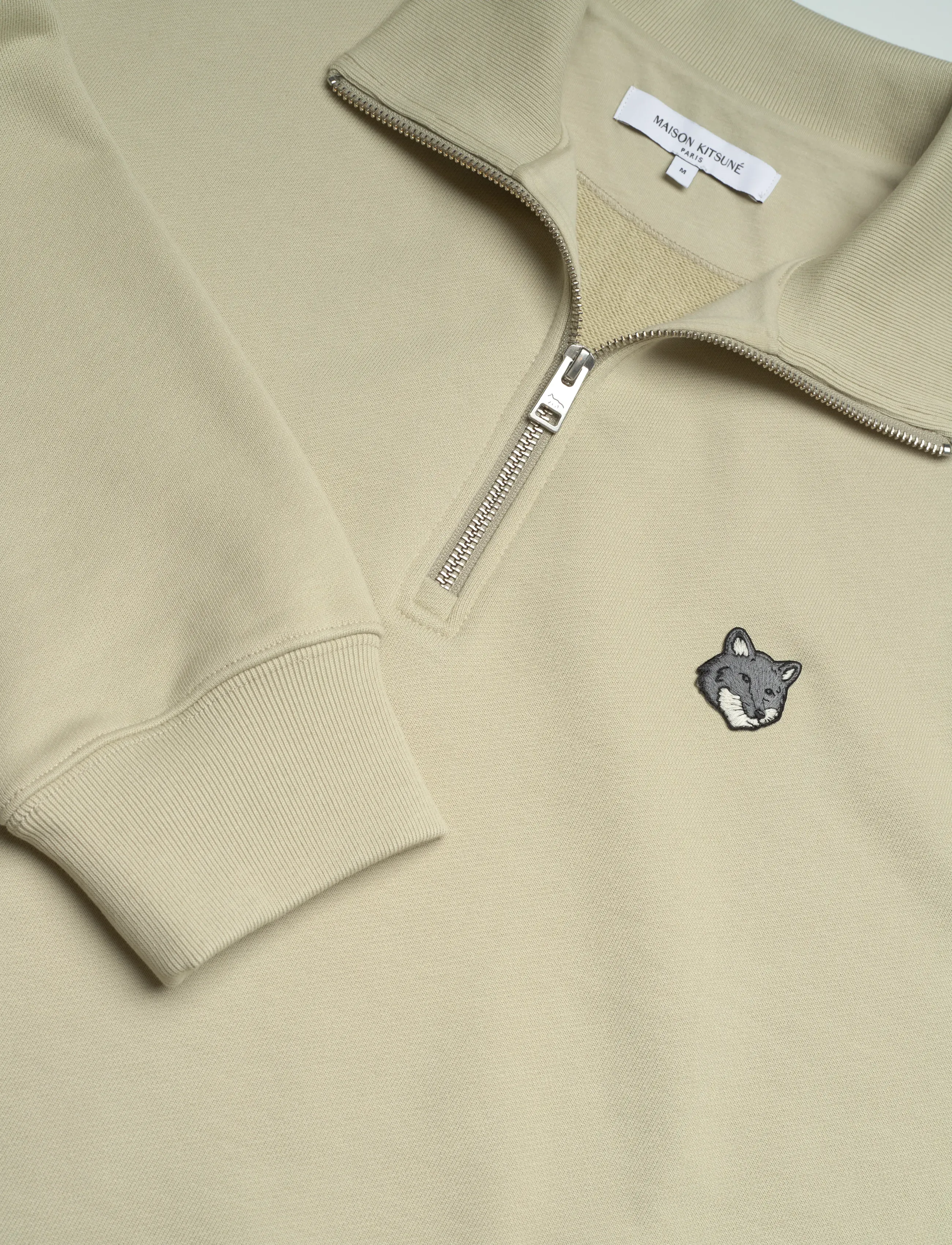 Maison Kitsune - FOX HEAD COMFORT HALF ZIP SWEATSHIRT - kläder - stonebeige - 5