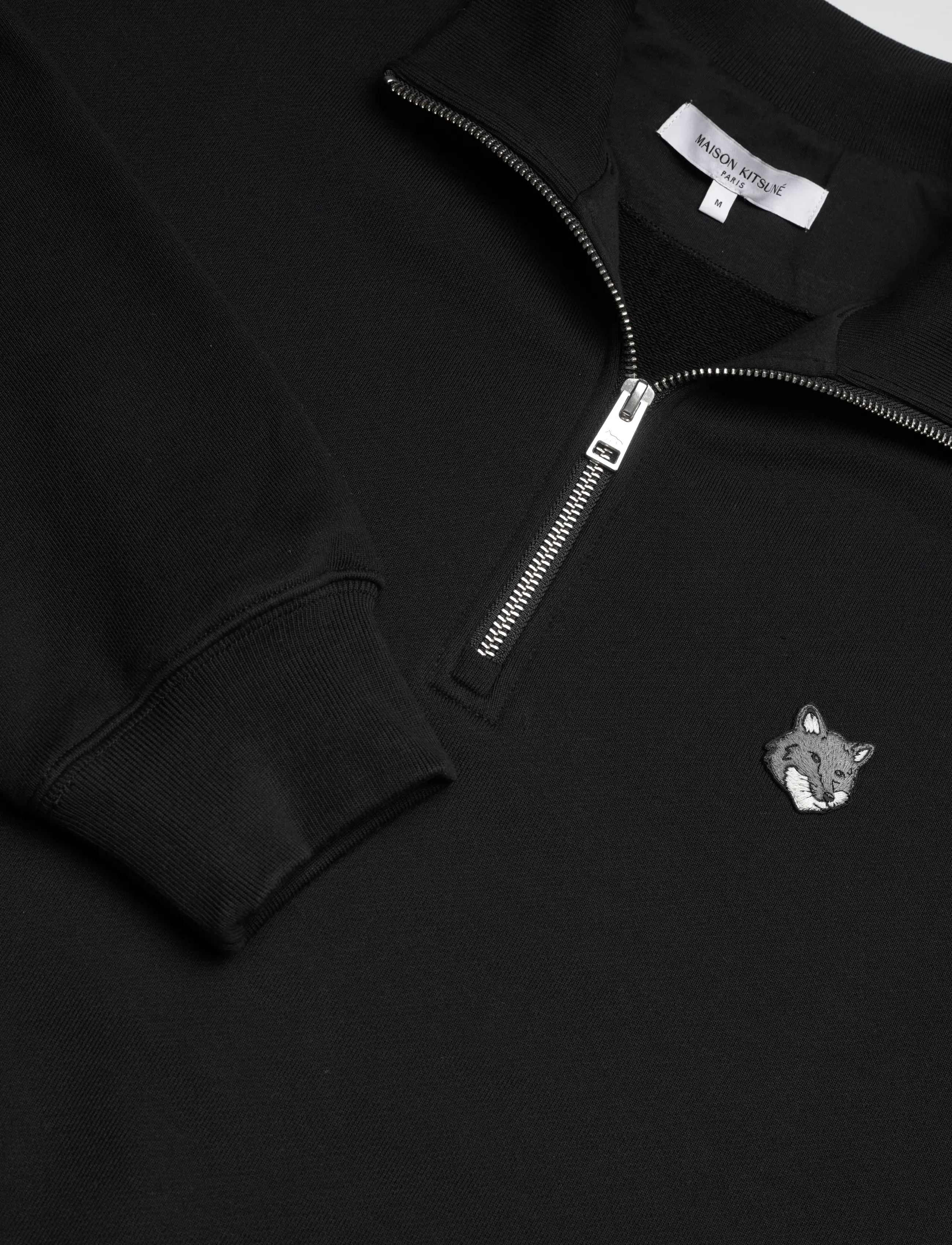 Maison Kitsune - GREY FOX HEAD PATCH COMFORT HALF ZIPPED SWEATSHIRT - clothing - black - 5