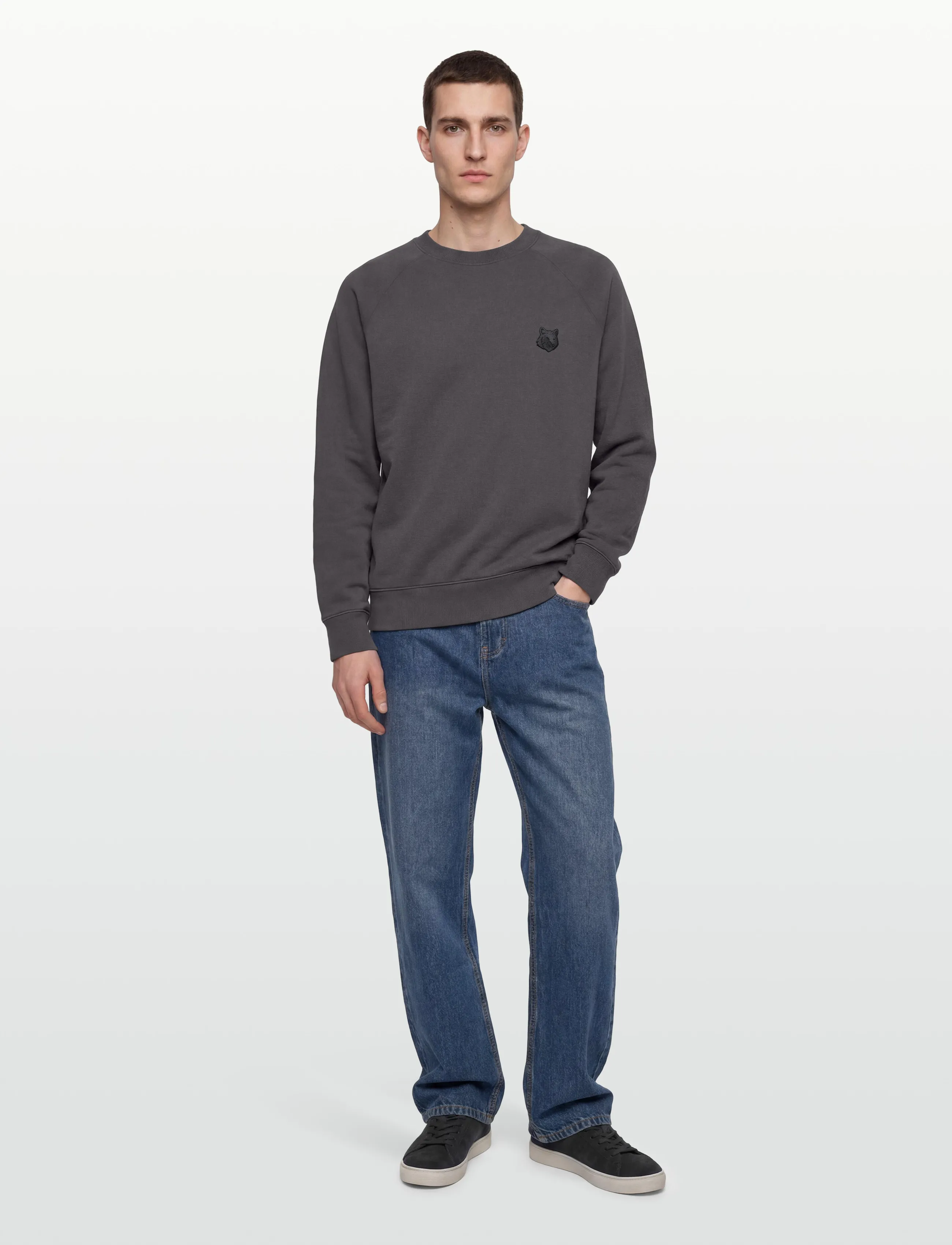 Maison Kitsune Fox Head Oversize Sweatshirt, M, Sweatshirts & Hoodies, Grau - Sweatshirts, Männerswear
