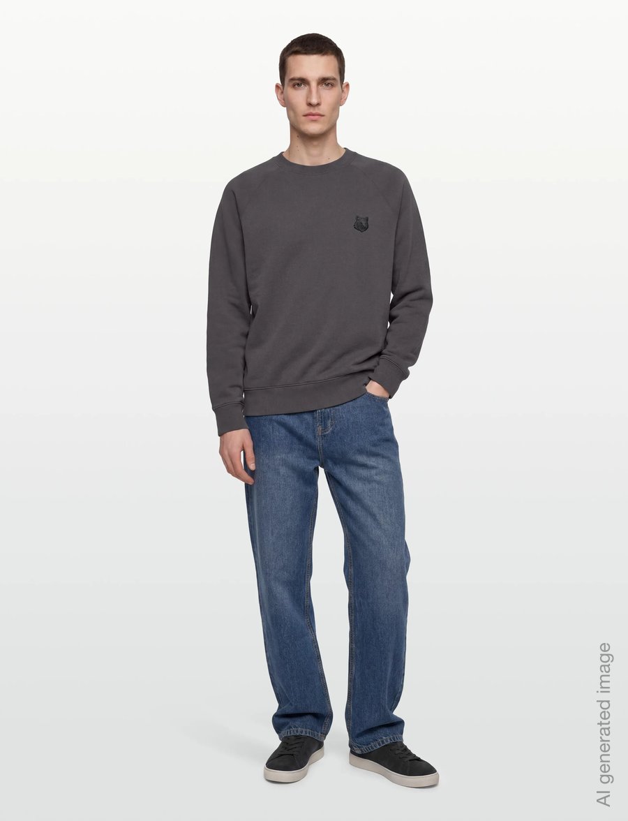 Maison Kitsune - FOX HEAD OVERSIZE SWEATSHIRT - sweatshirts - charcoal - 0