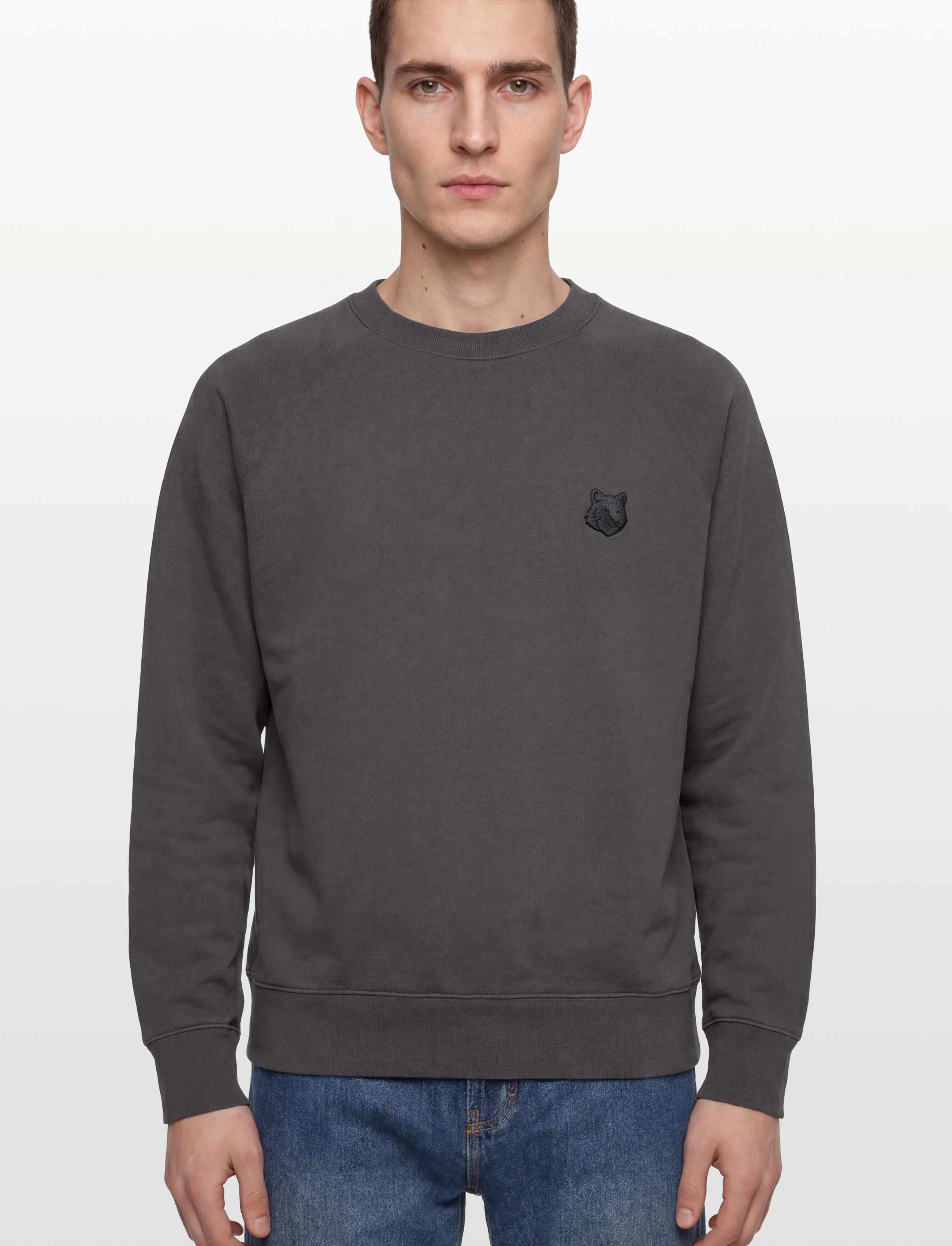 Maison Kitsune - FOX HEAD OVERSIZE SWEATSHIRT - rõivad - charcoal - 3