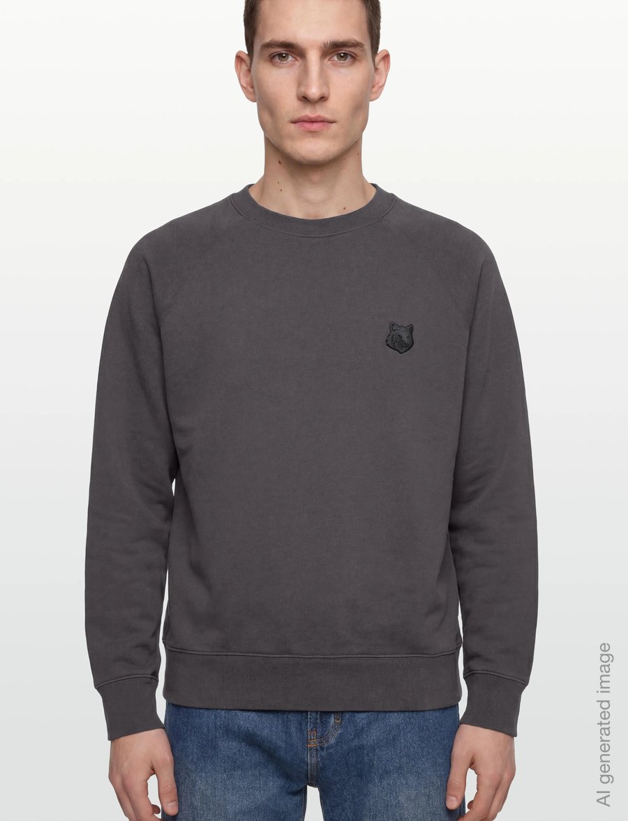 Maison Kitsune - FOX HEAD OVERSIZE SWEATSHIRT - sweatshirts - charcoal - 3