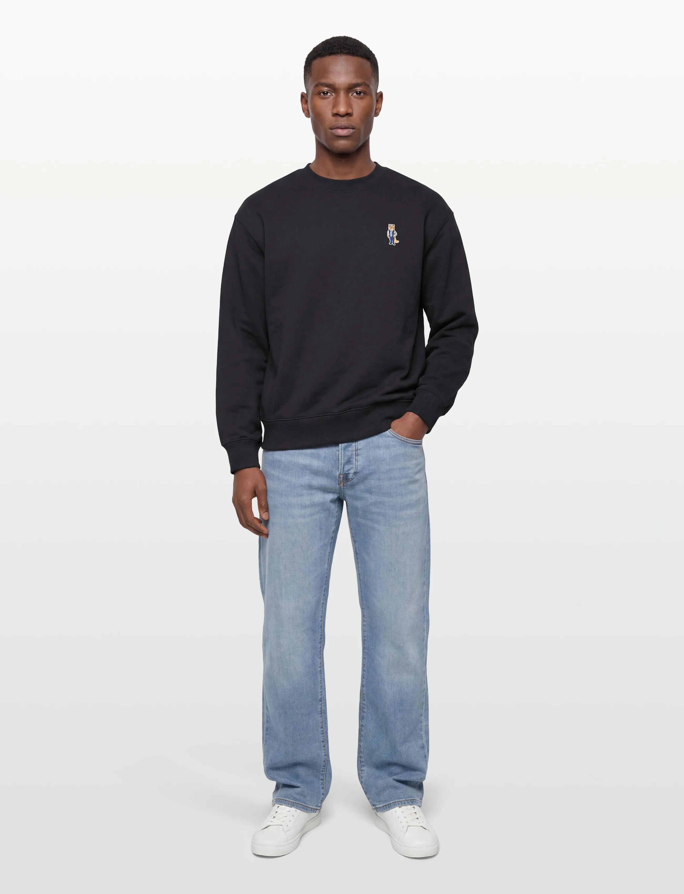 Maison Kitsune Dressed Fox Comfort Sweatshirt, Mænd, Komfort Sweatshirt, Sort, Str: XL