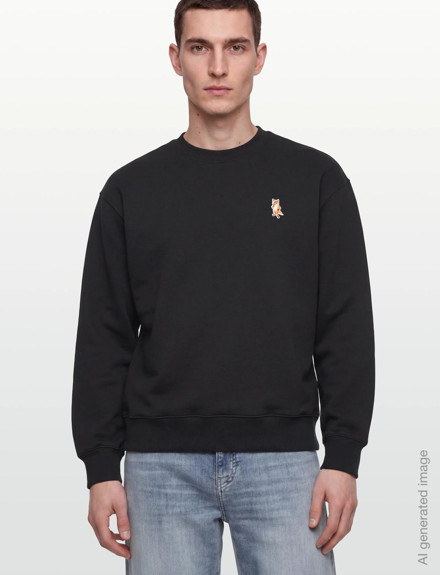 Maison Kitsune - STANDING FOX COMFORT SWEATSHIRT - swetry - black - 3
