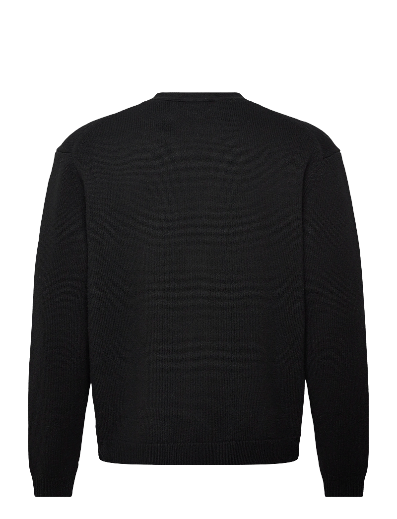 Maison Kitsune - FOX HEAD INTARSIA MERINO CARDIGAN BLACK/MEDIUM GRE - kardiganid - blackmediumgreymelange - 1