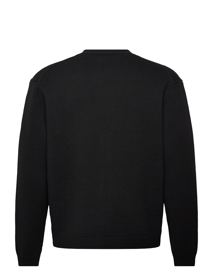 Maison Kitsune - FOX HEAD INTARSIA MERINO CARDIGAN BLACK/MEDIUM GRE - cardigans - blackmediumgreymelange - 2