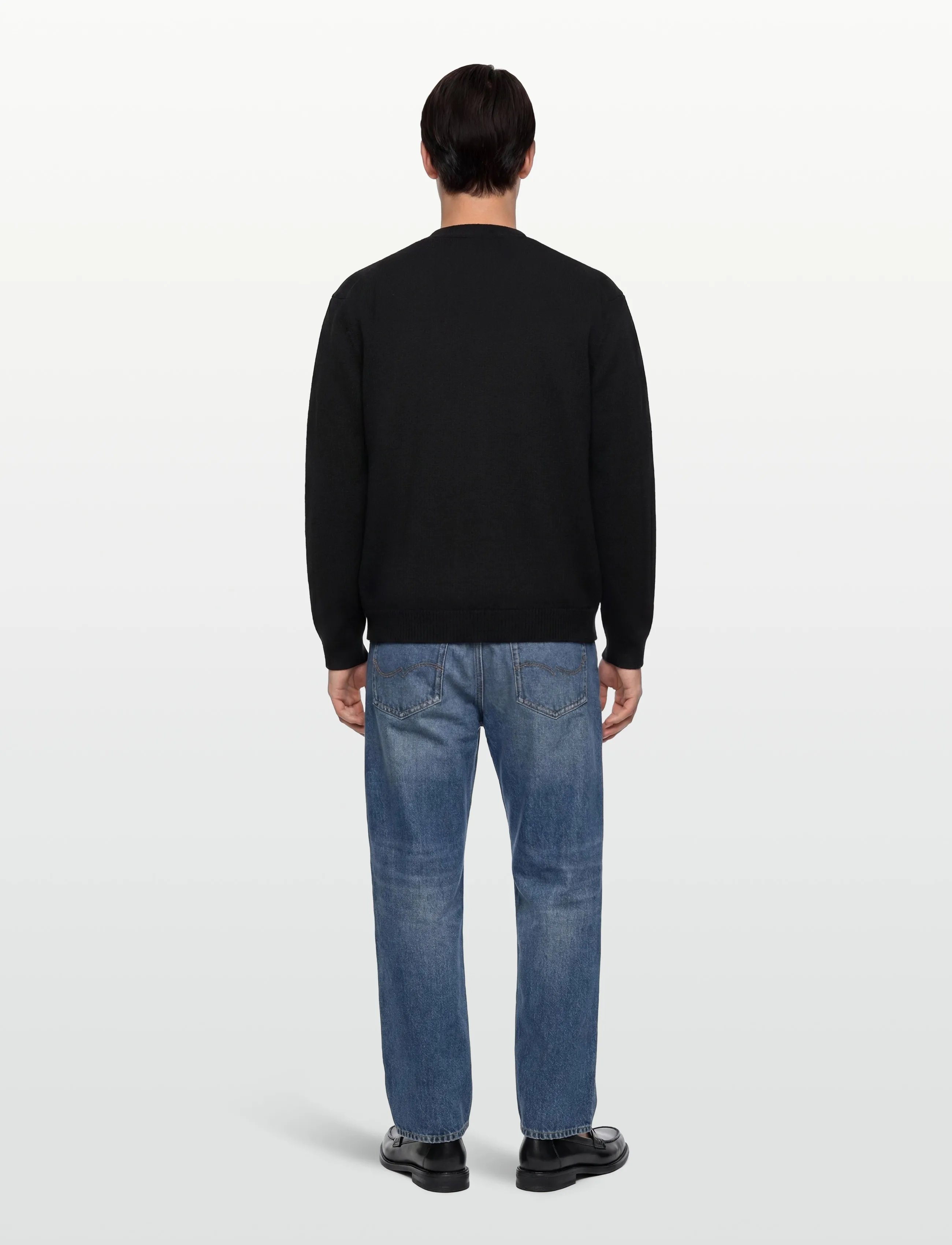 Maison Kitsune - FOX HEAD INTARSIA MERINO CARDIGAN BLACK/MEDIUM GRE - koftor - blackmediumgreymelange - 4