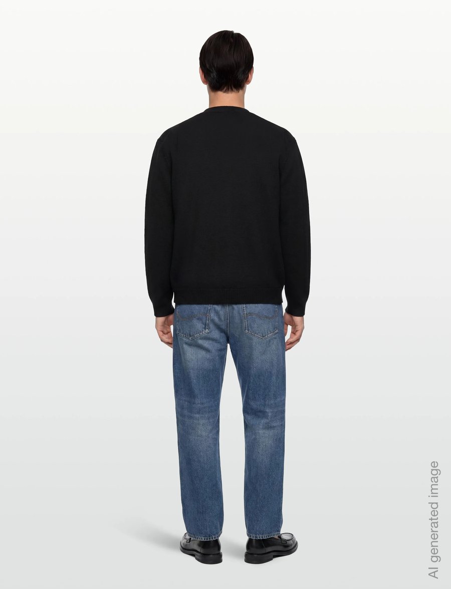 Maison Kitsune - FOX HEAD INTARSIA MERINO CARDIGAN BLACK/MEDIUM GRE - cardigans - blackmediumgreymelange - 4